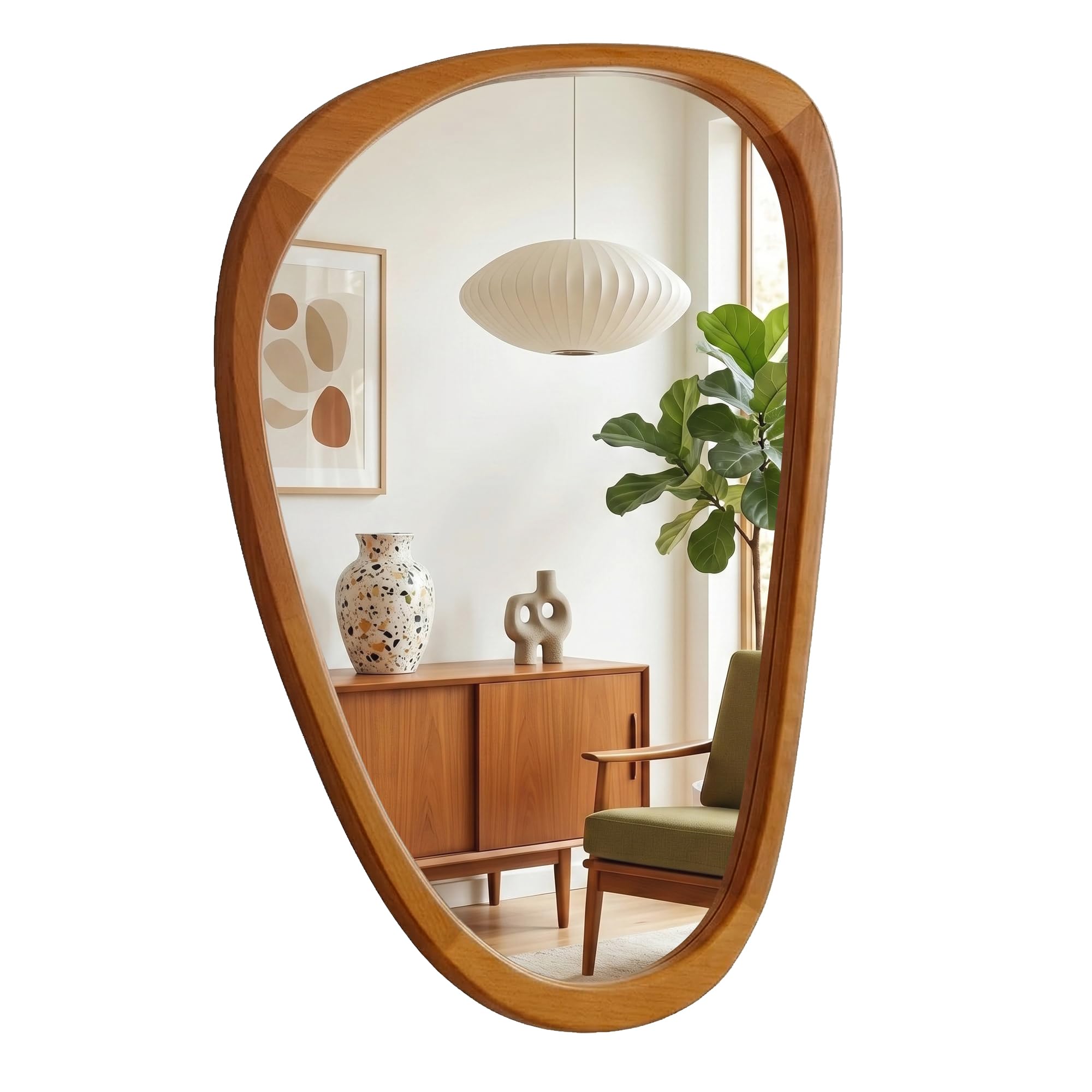 CovertSafe Solid Wood Irregular Bathroom Vanity Wall Mirror 36x24 in ...