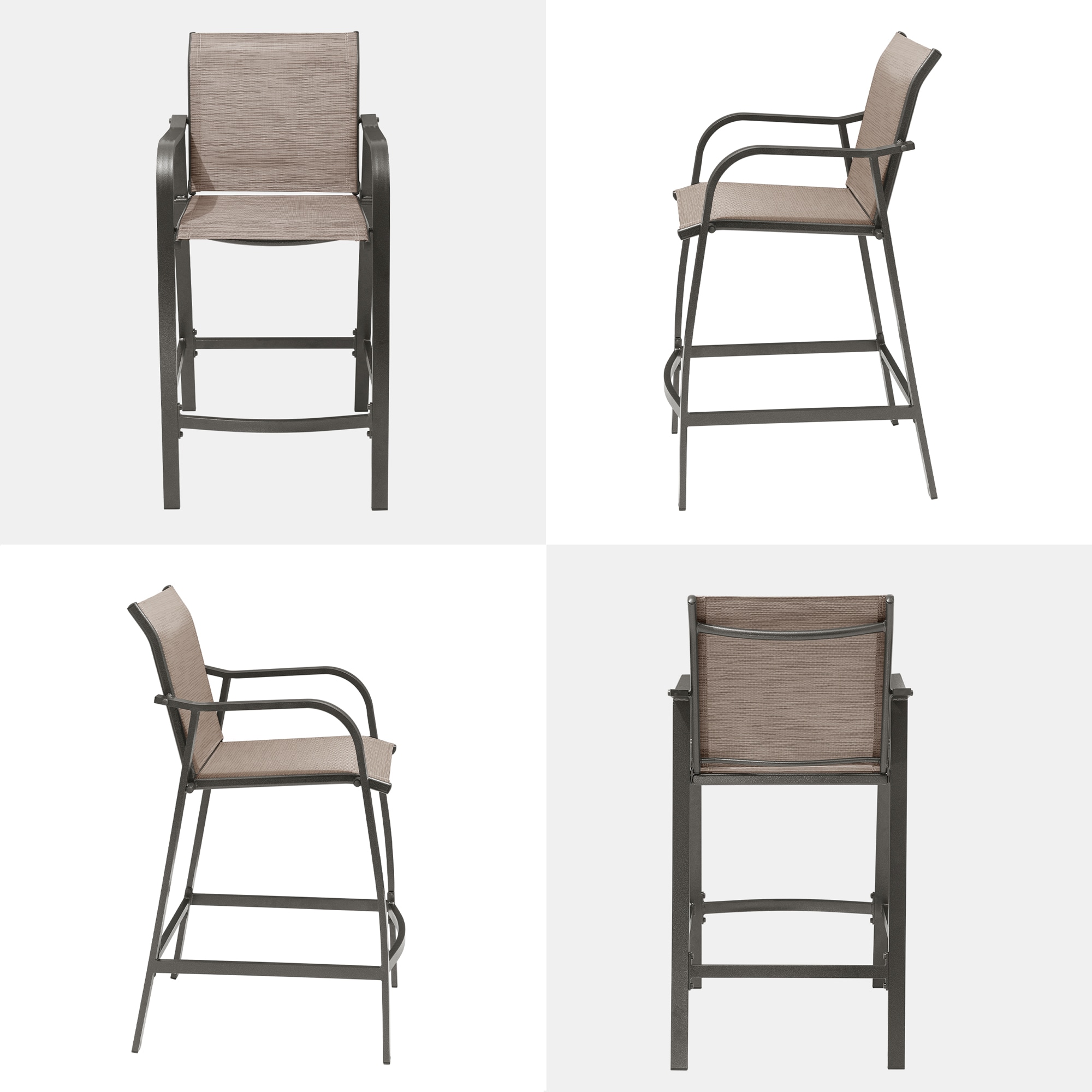 Espresso Aluminum Outdoor Counter Height Bar Stools Set of 2
