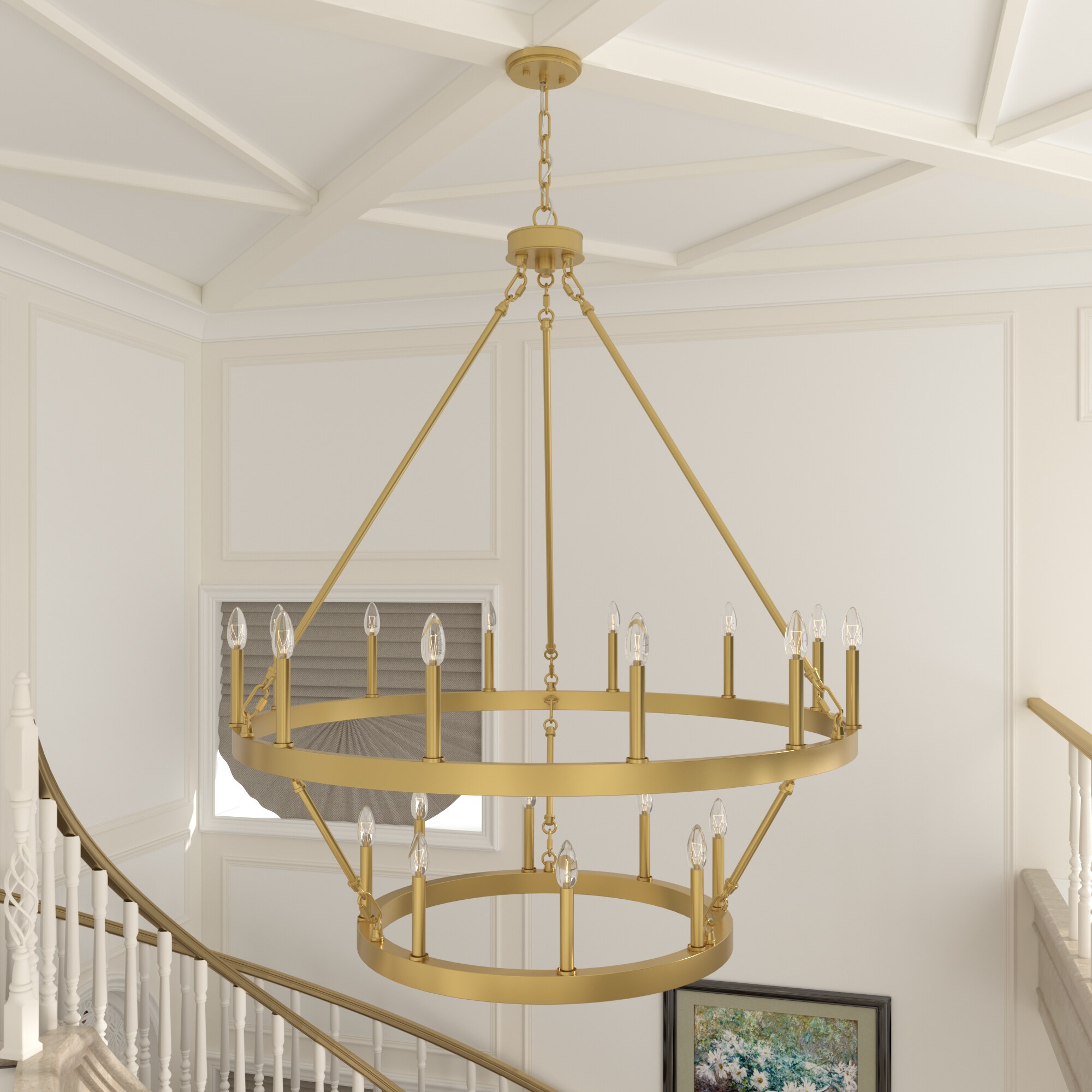 ACROMA Nauvoo 20 -Light Satin Gold Farmhouse Bare bulb For Use in Bedrooms, Dining Rooms, Foyers, Kitchens, Living Rooms Chandelier