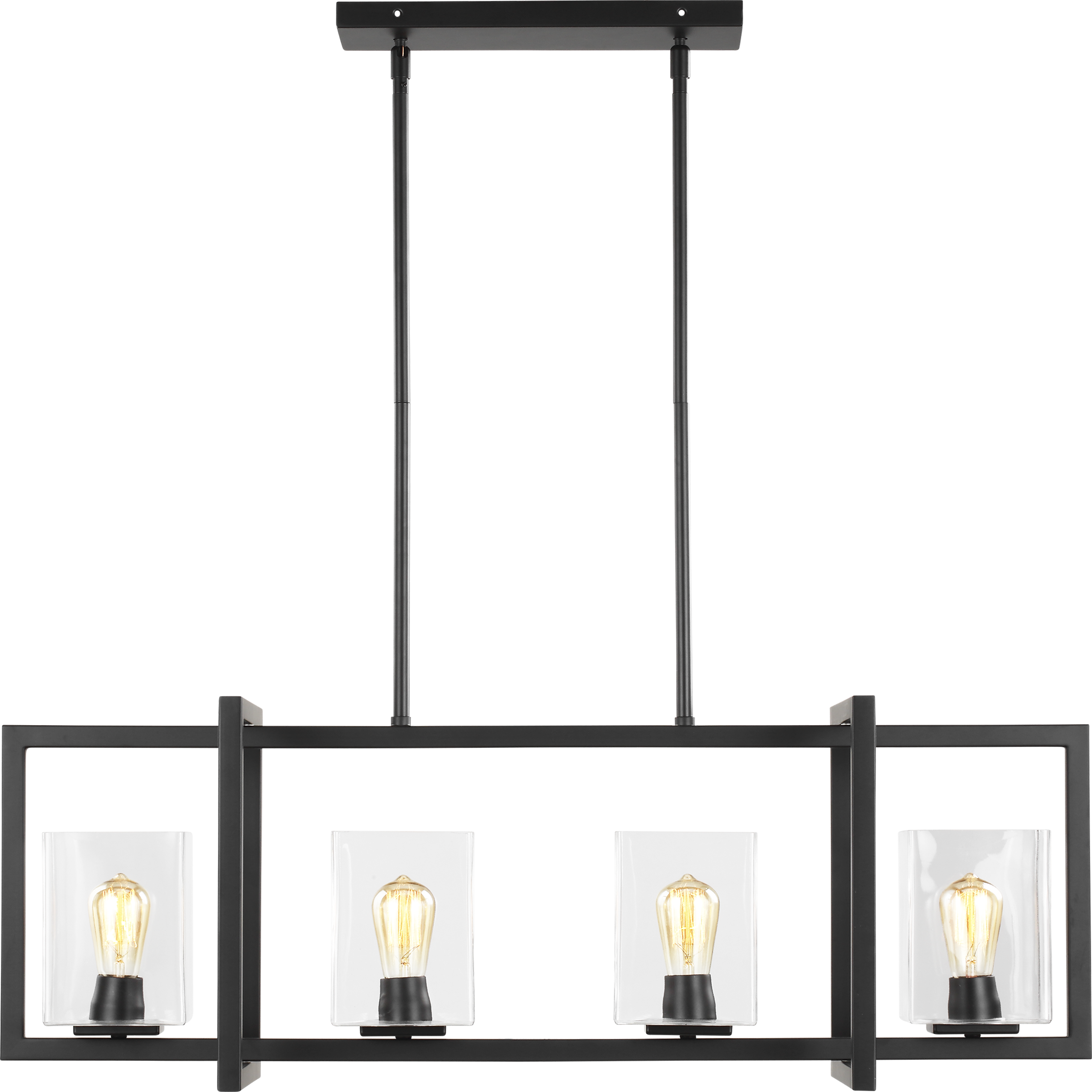 Midnight Black and Clear Glass 4-Light Island Pendant