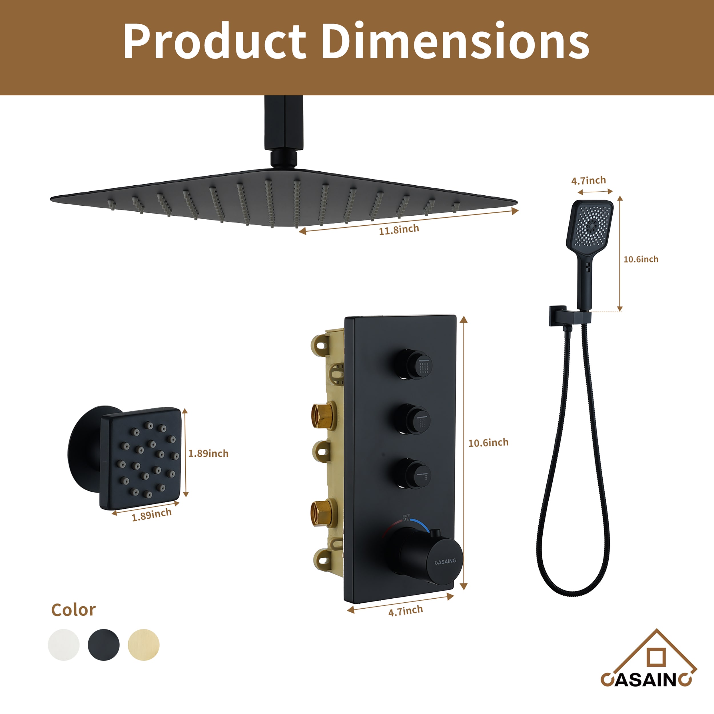 CASAINC CA-102009EB-3 Showerhead-Bar-Panels - View #5