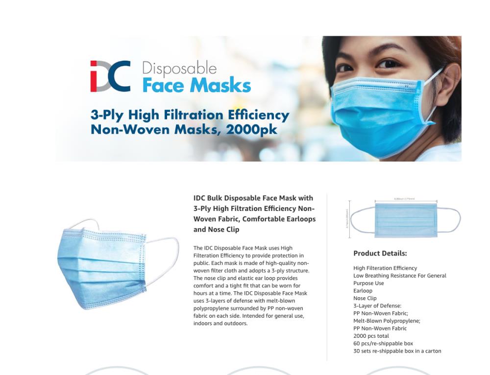 idc disposable face mask