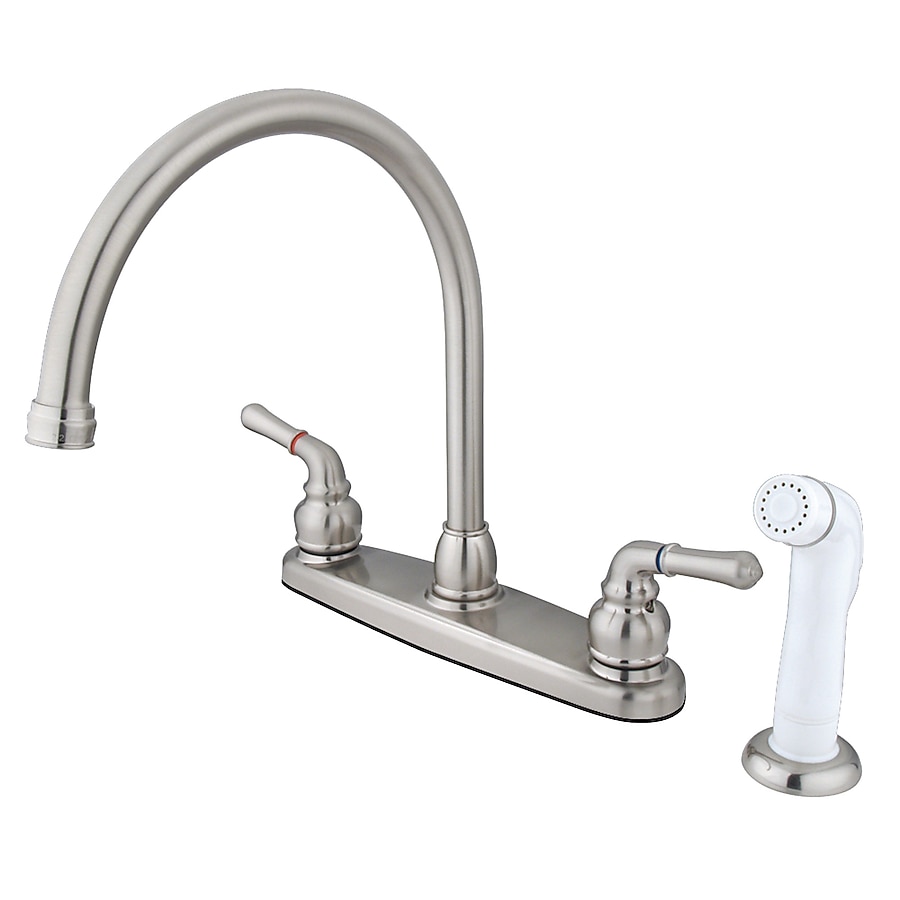 Elements of Design Magellan Brushed Nickel 2-Handle Deck-Mount High-Arc Handle Kitchen Faucet (Deck Plate Included) Elements of Design Magellan Brushed Nickel 2-Handle Deck-Mount High-Arc Handle Kitchen Faucet (Deck Plate Included)