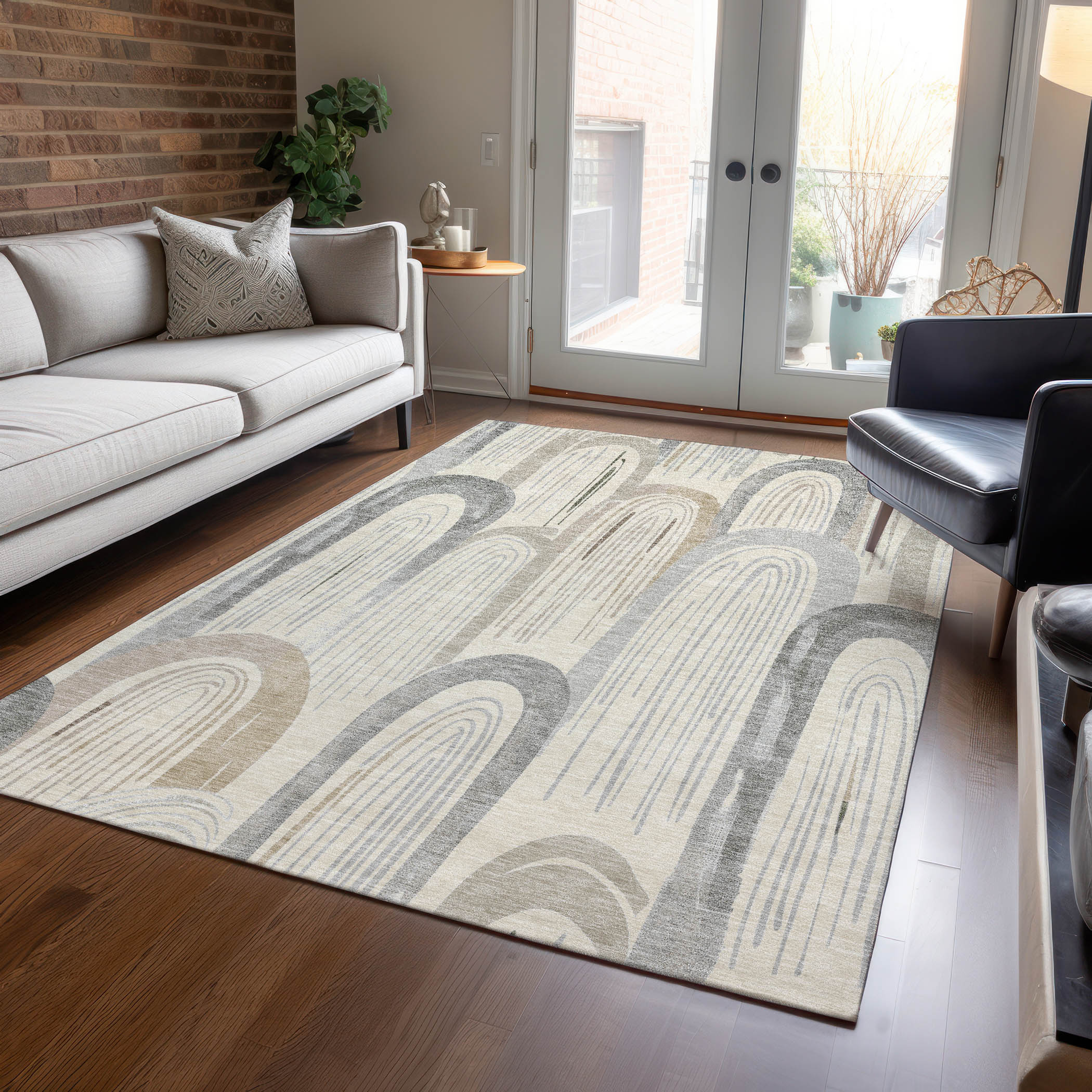 Addison Rugs ACN1589BG8X10 Chantille ACN1589BG 8 x 10 (ft) Polyester Beige Rectangular Indoor/Outdoor Geometric Machine washable Area rug