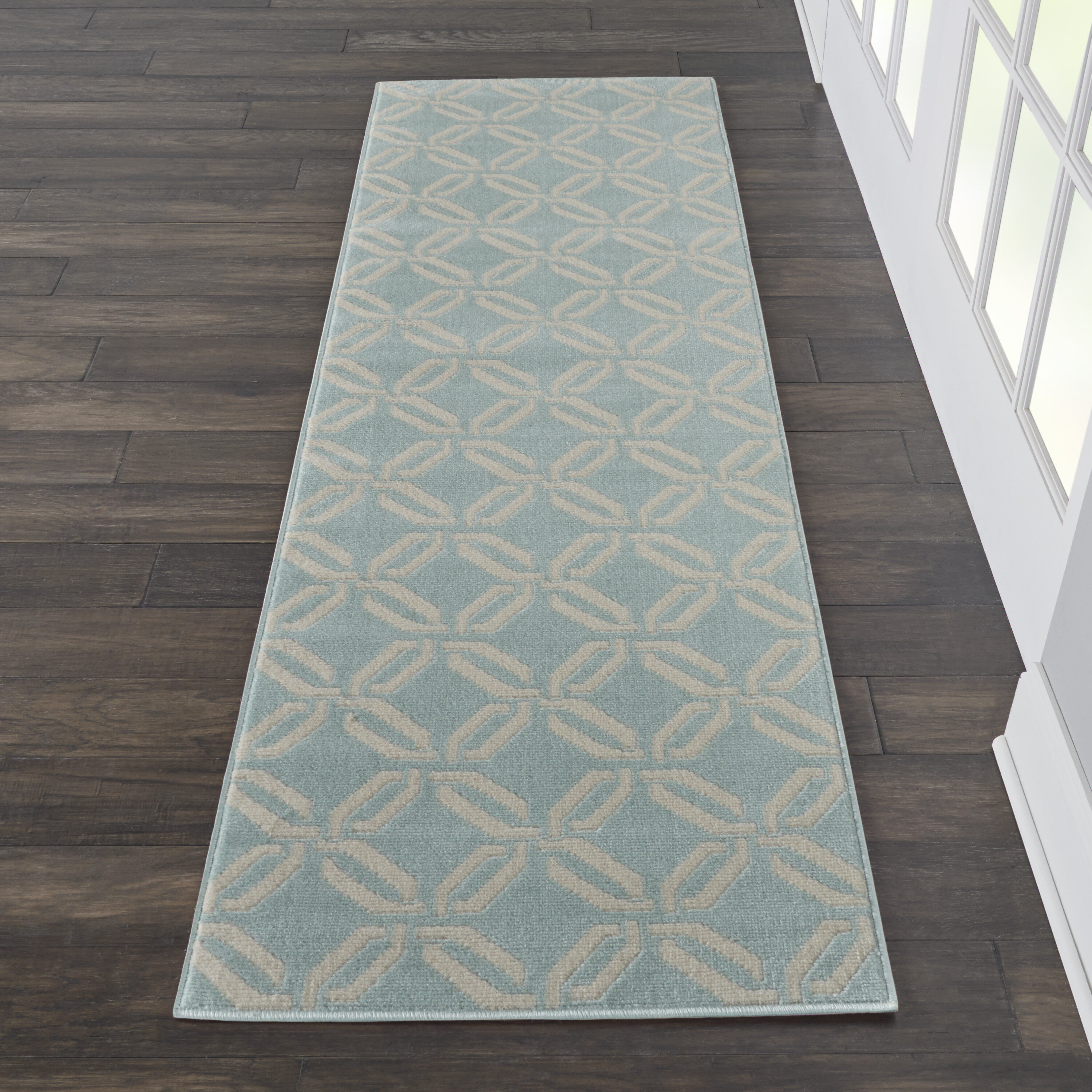 Nourison 99446479464 Jubilant 2 x 8 (ft) Loomed Polypropylene Green Rectangular Indoor Abstract Runner rug