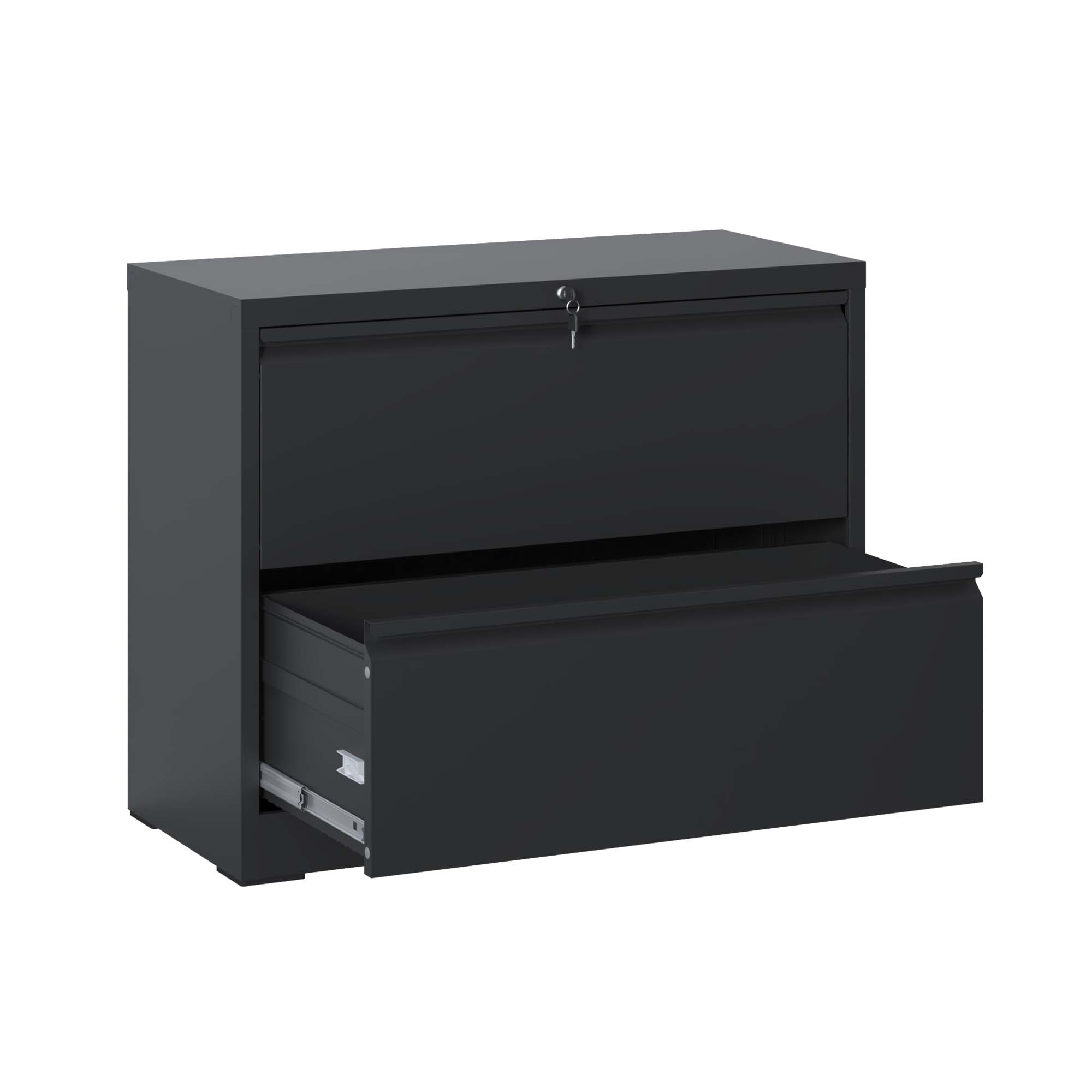 Tatayosi DJ-154427 Lateral File Cabinet 2 Drawer Black Filing Cabinet with Lock Lockable File Cabinet for Home Office Locking Metal File Cabinet for Legal/Letter/A4/F4 Size