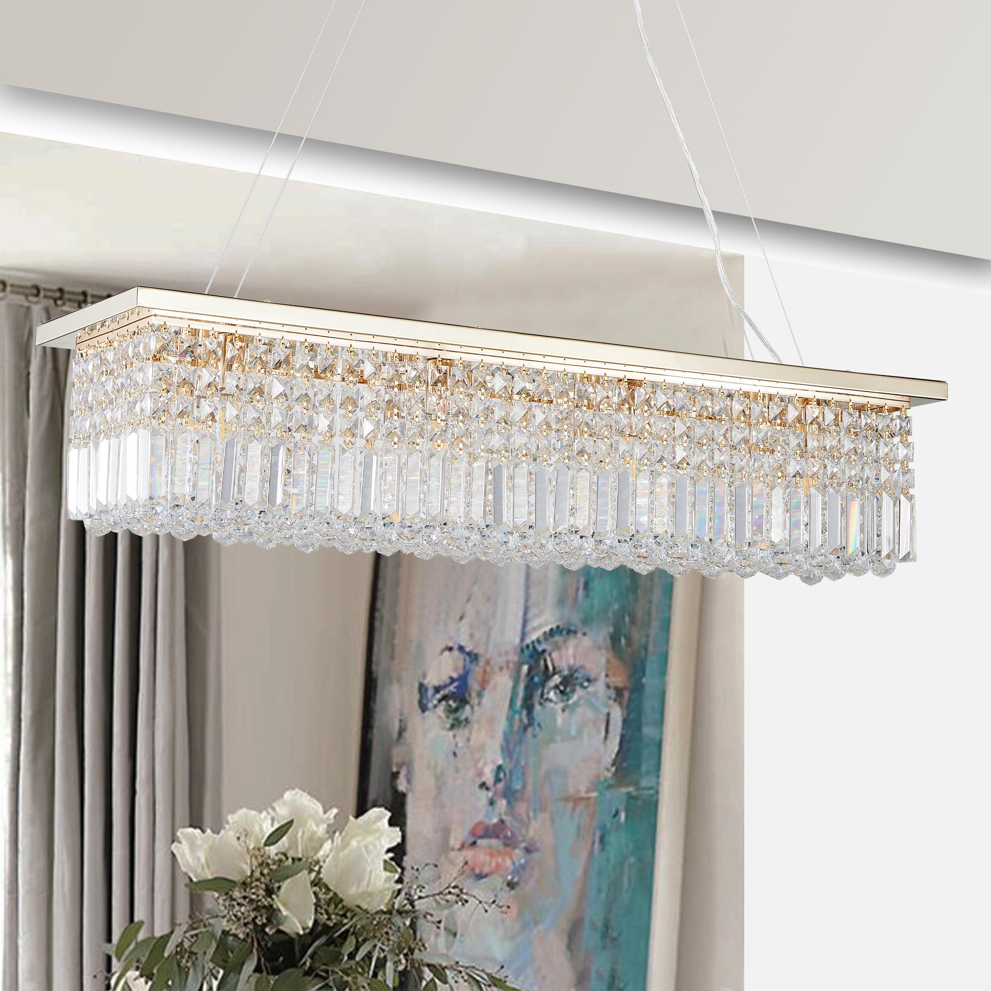 Bayfeve BFLCM-9514-LT Luxury Crystal Pendant Chandelier 8 -Light Gloss Gold Glam Crystal For Use in Bedrooms, Dining Rooms, Foyers, Kitchens, Living Rooms Chandelier