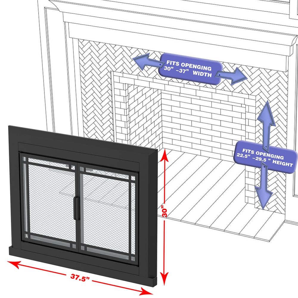 allen + roth FPDS401BLK Glass-Fireplace-Doors - View #10