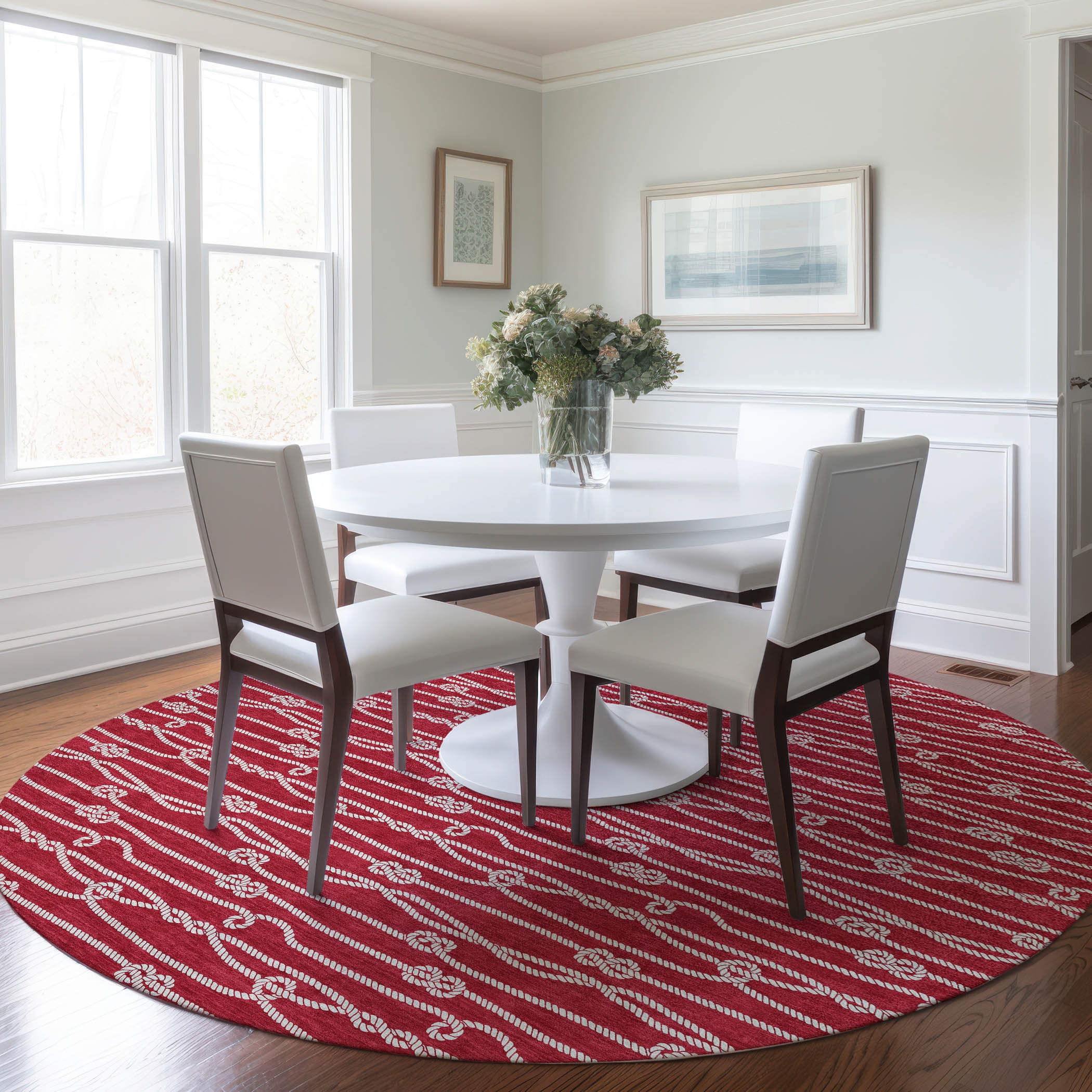 Addison Rugs AMF152RD8RO Mayfield AMF152RD 8 x 8 (ft) Loomed Polyester Red Round Indoor Geometric Machine washable Area rug