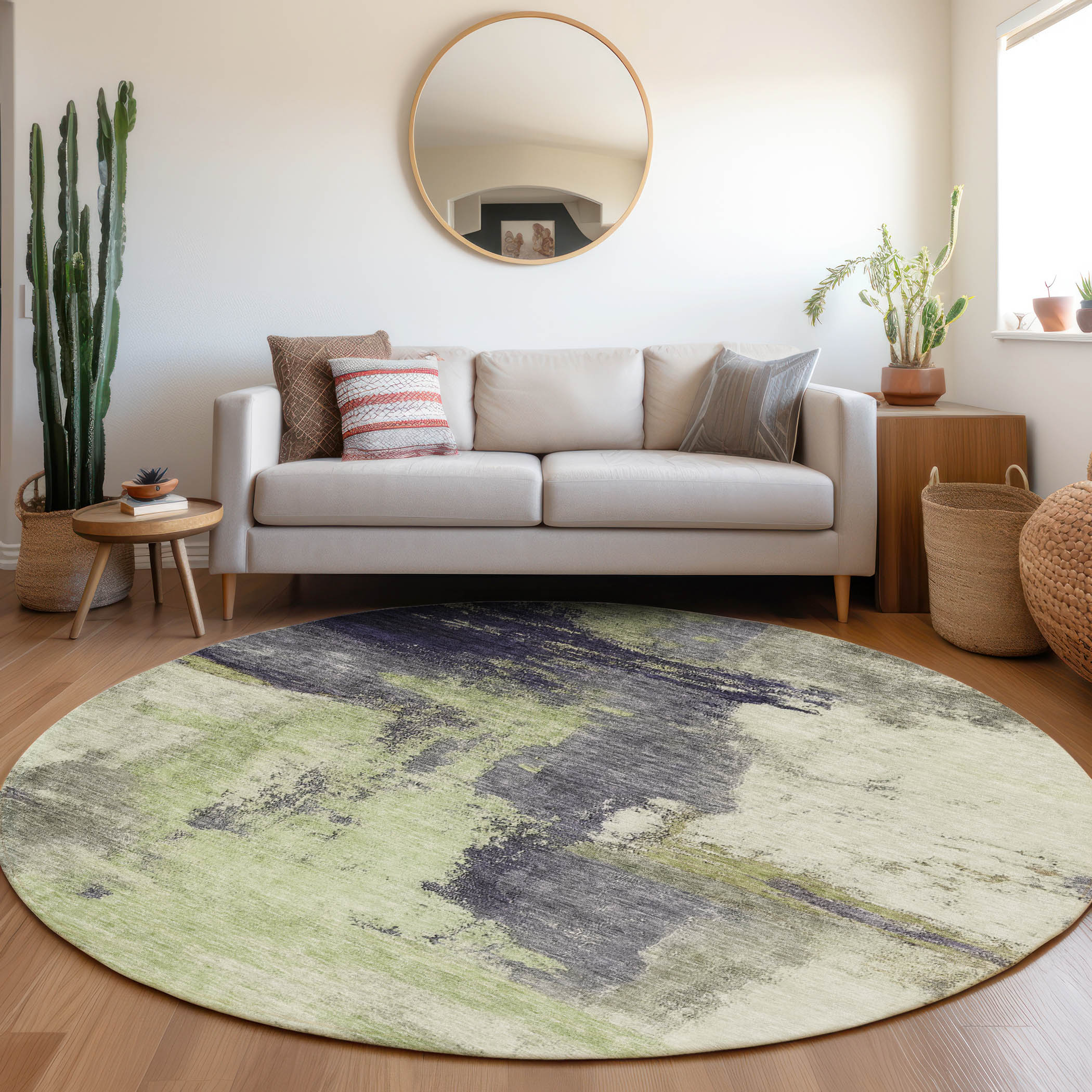 Addison Rugs ACN1068FE8RO Chantille ACN1068FE 8 x 8 (ft) Polyester Fern Round Indoor/Outdoor Geometric Machine washable Area rug