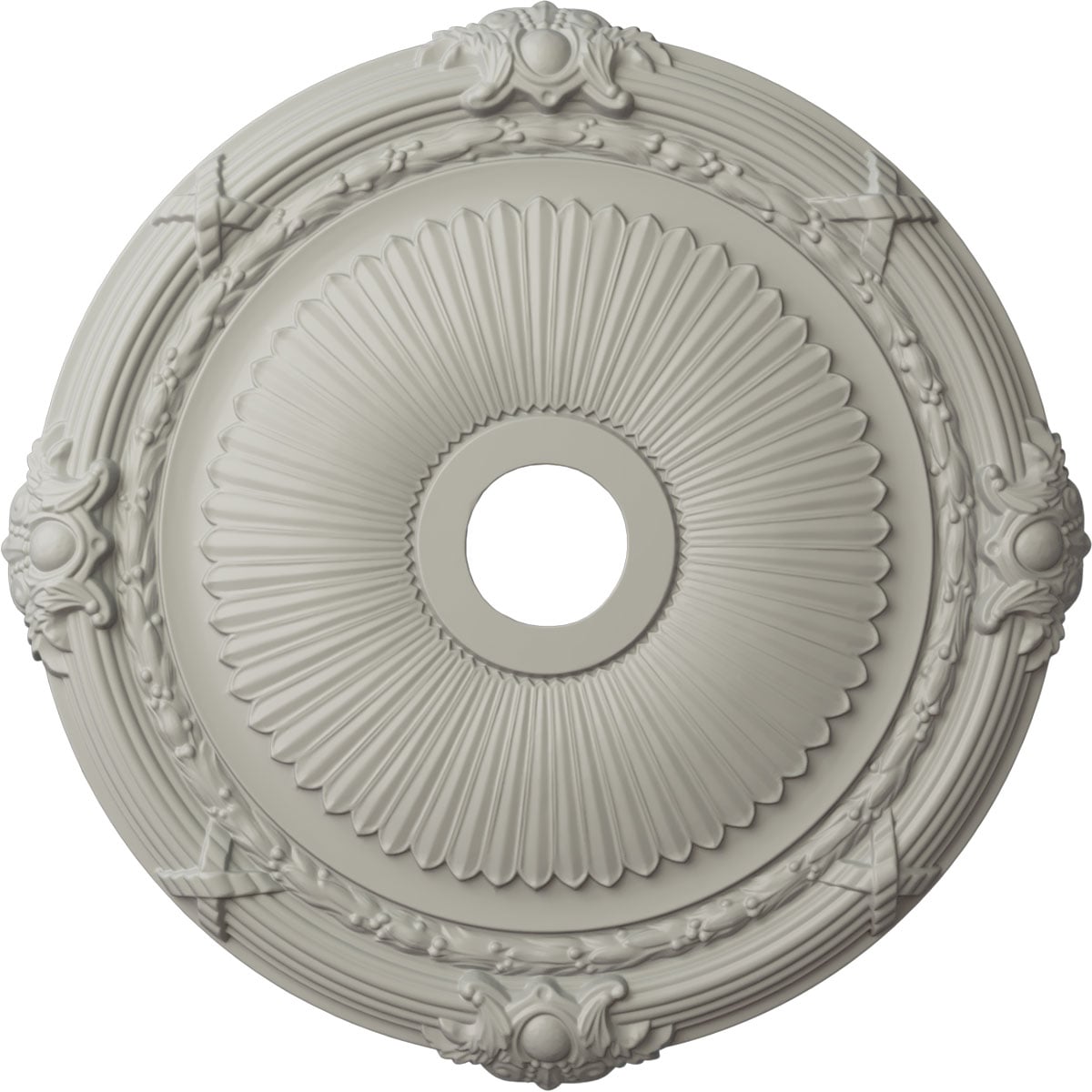 Ekena Millwork CM27HEPCF Heaton 27.5-in W x 27.5-in L Painted Pot Of Cream Polyurethane Whole Ceiling Medallion