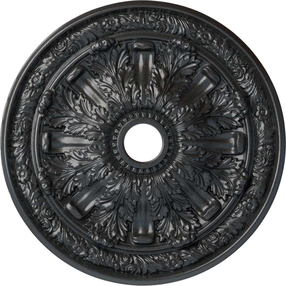 Ekena Millwork CM30FLPES Flagstone 30-in W x 30-in L Painted Pewter Polyurethane Whole Ceiling Medallion