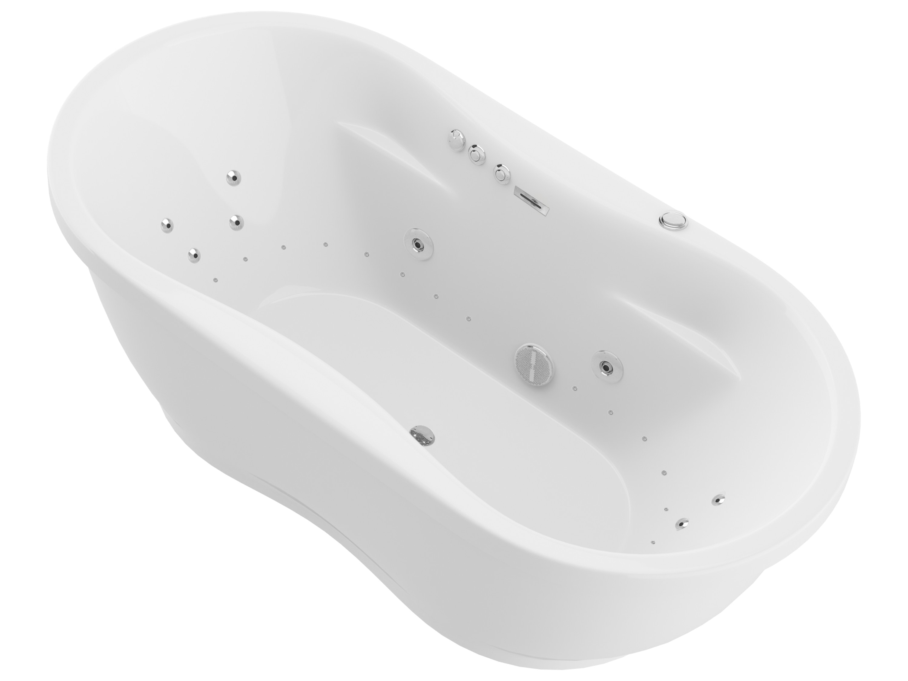 ANZZI FT-AZ102 35.8-in x 70.9-in White Acrylic Oval Freestanding Whirlpool and air bath combination tub Drain ( Center Drain )