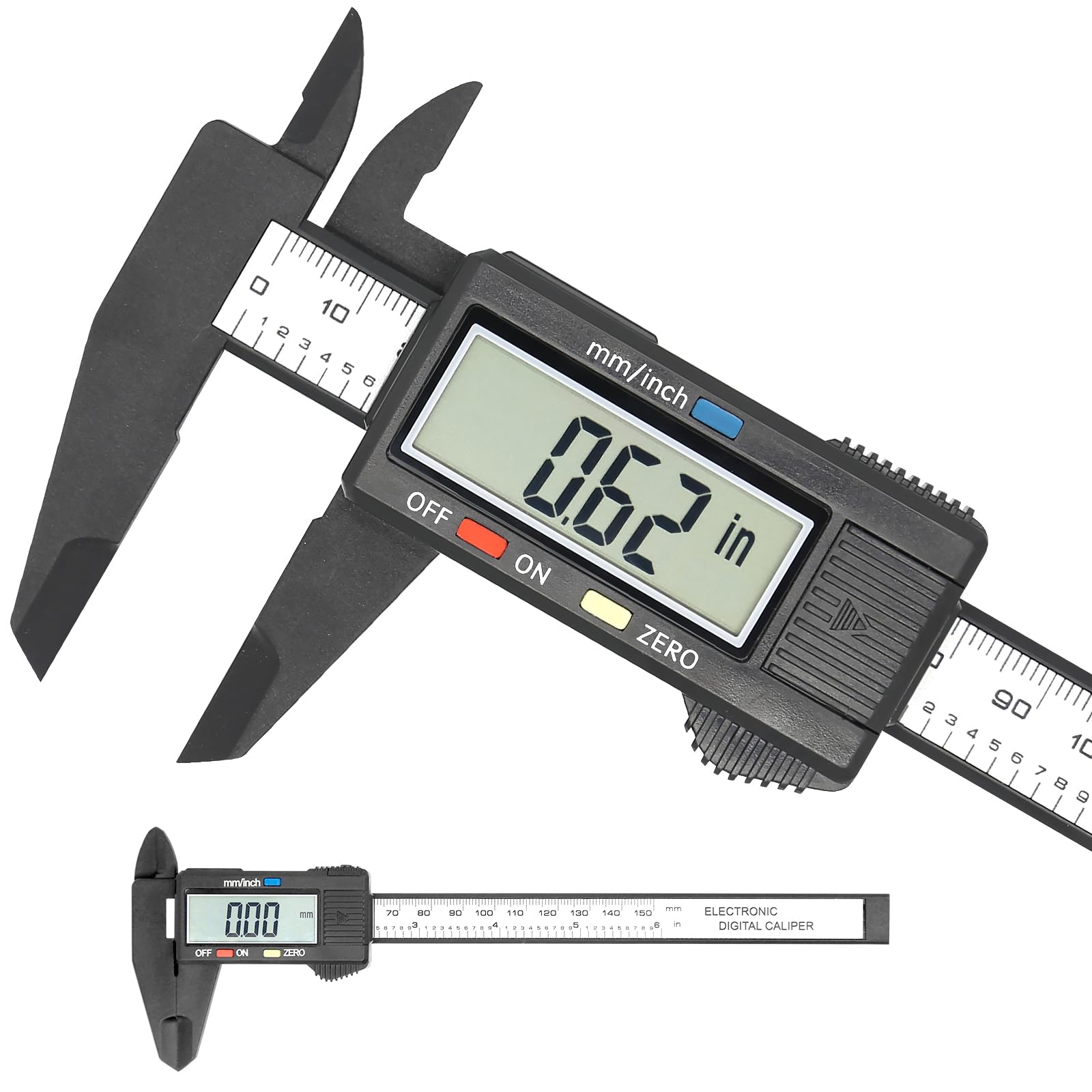 Linder Group Inc Digital Caliper Measuring Tool Plastic Vernier Caliper Inch Millimeter Conversion Extra Large LCD Screen 0 to 6 Inch 0 to 150 mm Auto Off #L3AQ3TST
