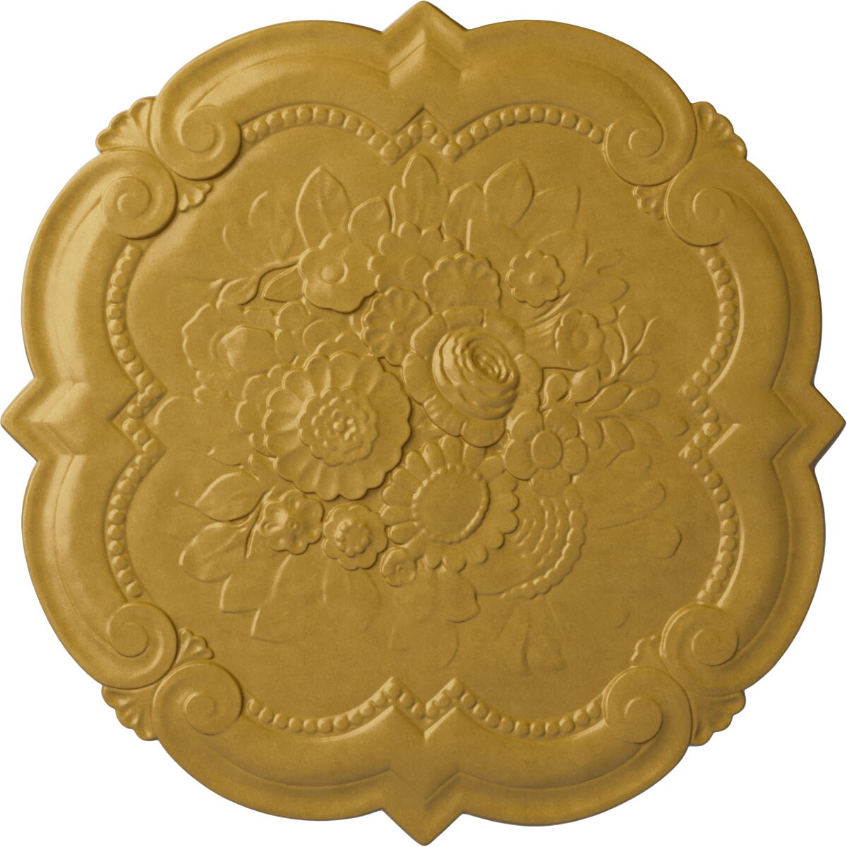 Ekena Millwork CM24VIIGS Victorian 24.38-in W x 24.38-in L Painted Iridescent Gold Polyurethane Whole Ceiling Medallion