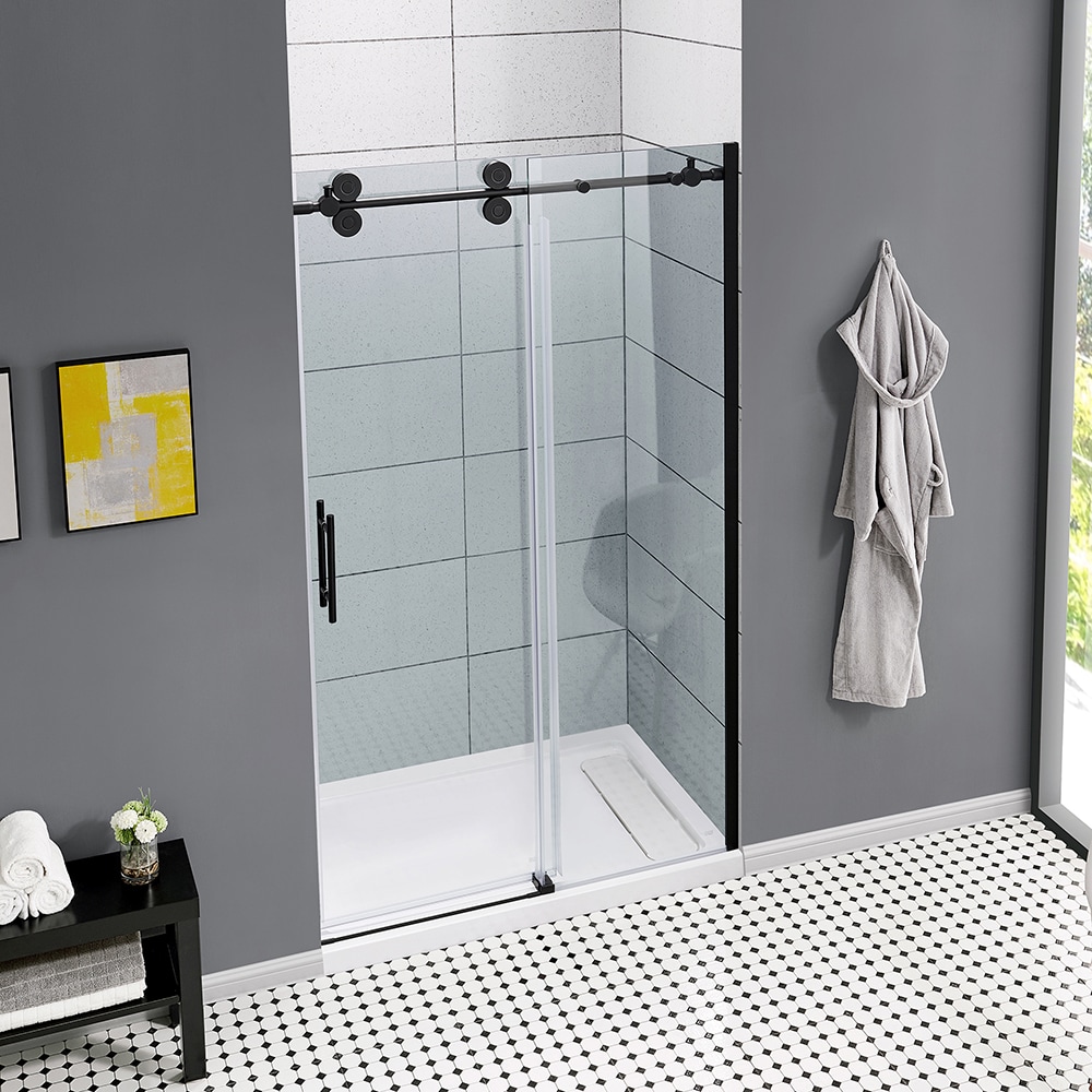 Ove Decors Sydney Matte Black 46 1 2 In To 48 In W X 78 75 In H Frameless Sliding Shower Door