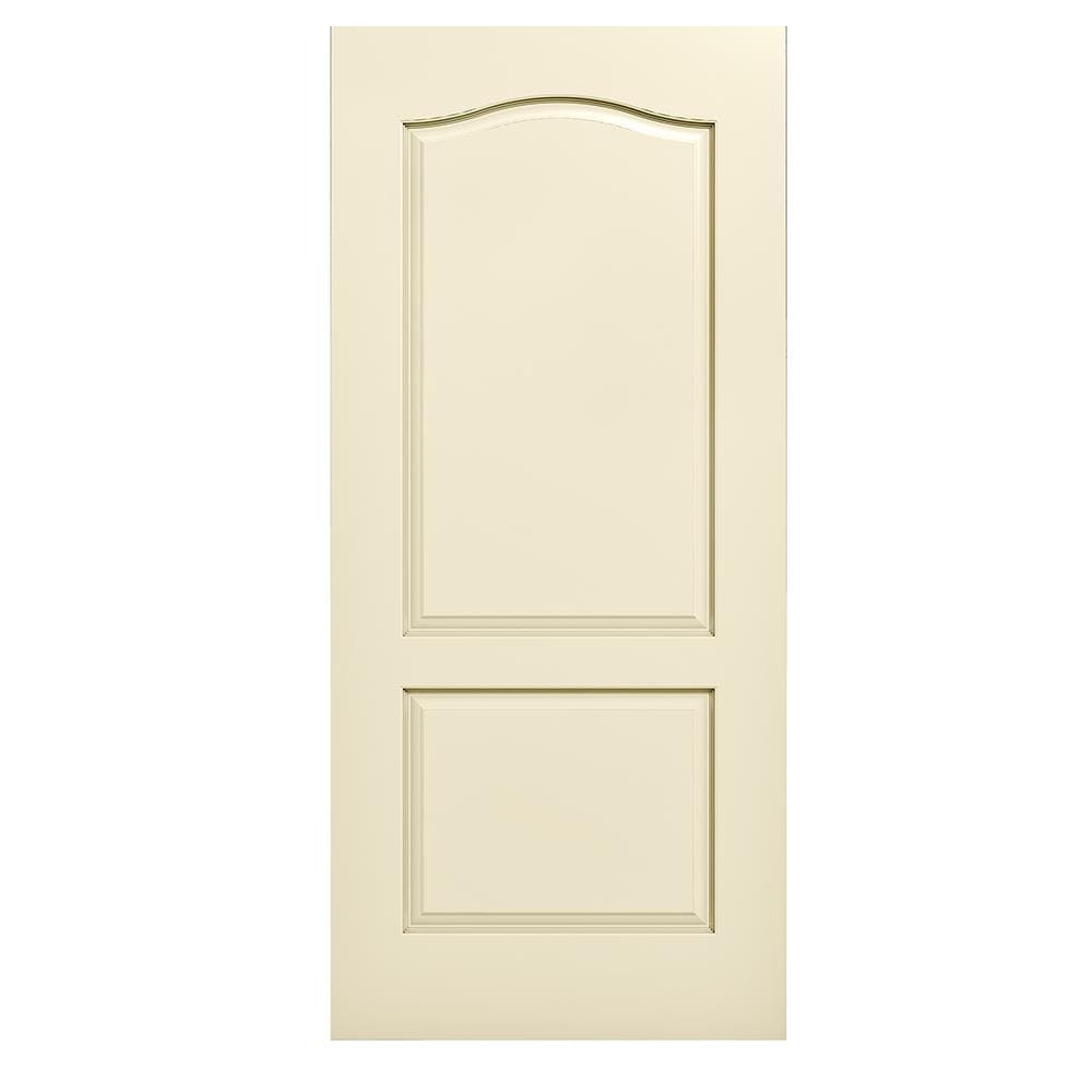 36-in x 80-in Cream-N-Sugar 2-panel Arch Top Textured Hollow Core Prefinished Molded Composite Slab Door in White | - RELIABILT LO1001361