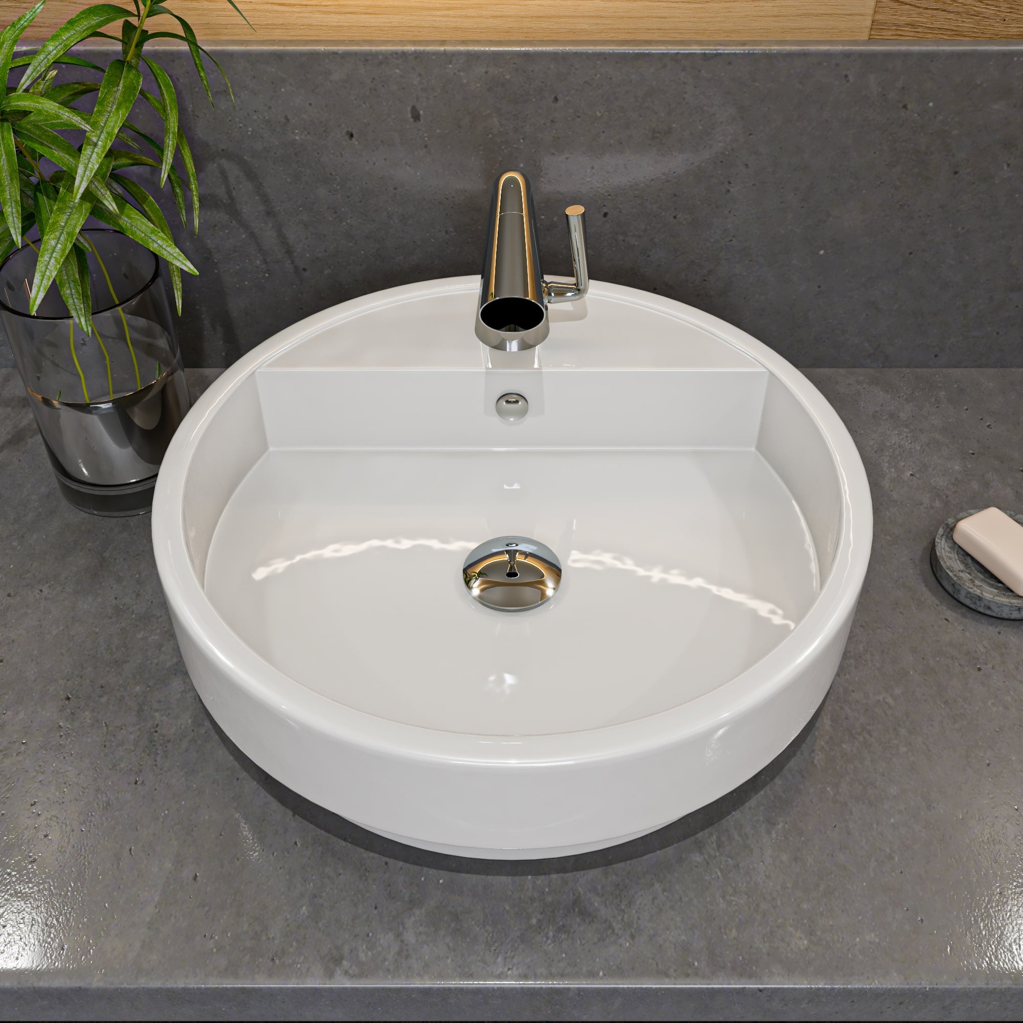 Polished Chrome Single-Hole Cone Waterfall Bathroom Faucet