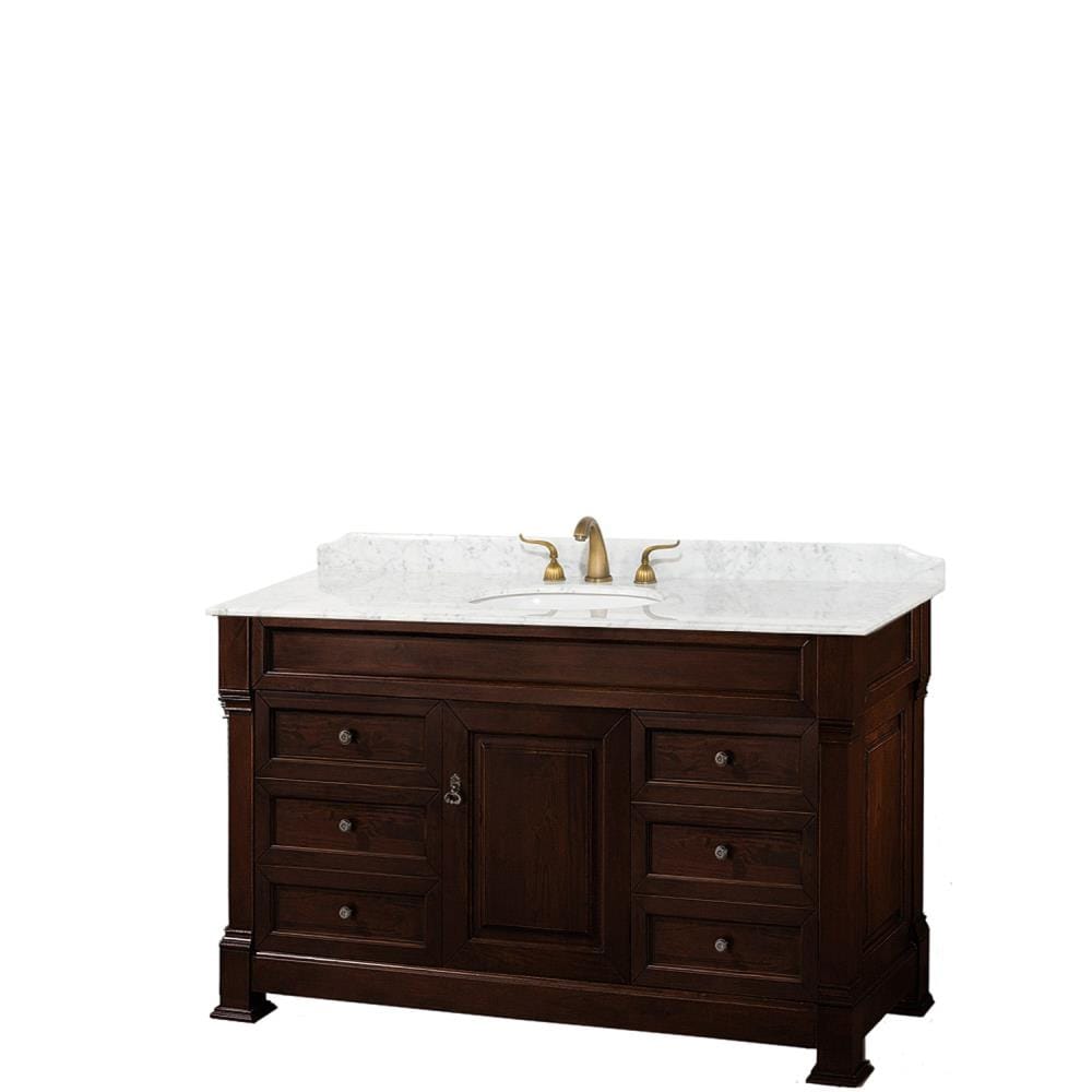 Wyndham Collection Andover 55 In Dark Cherry Undermount Single Sink Bathroom Vanity With White