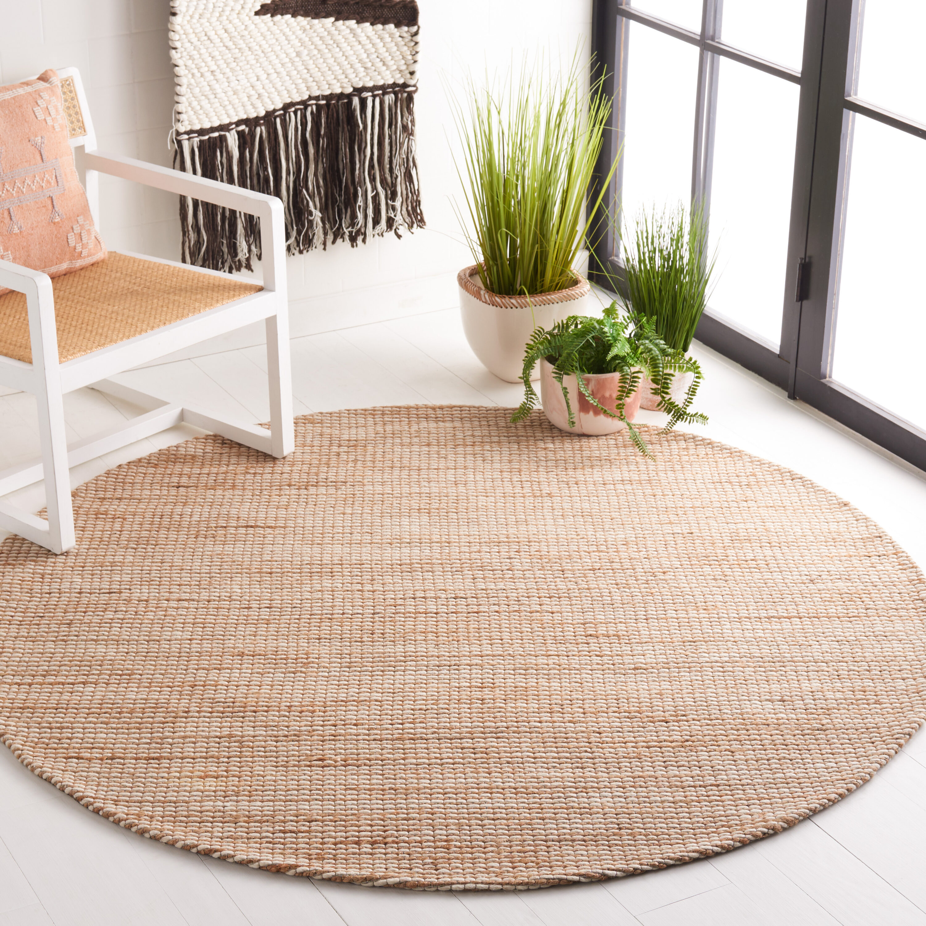  Natural Fiber 553 Natural/Beige Contemporary 6ft x 6ft Round Rug