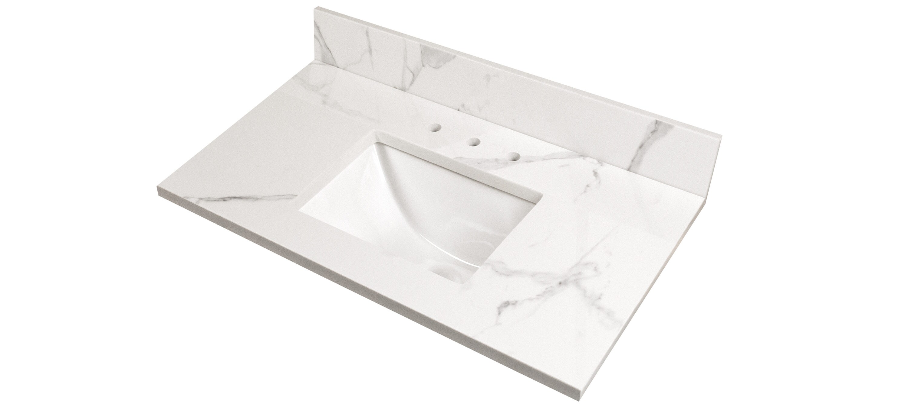 Wonderland Calacatta Seacliff 49-in White Engineered Marble With White 