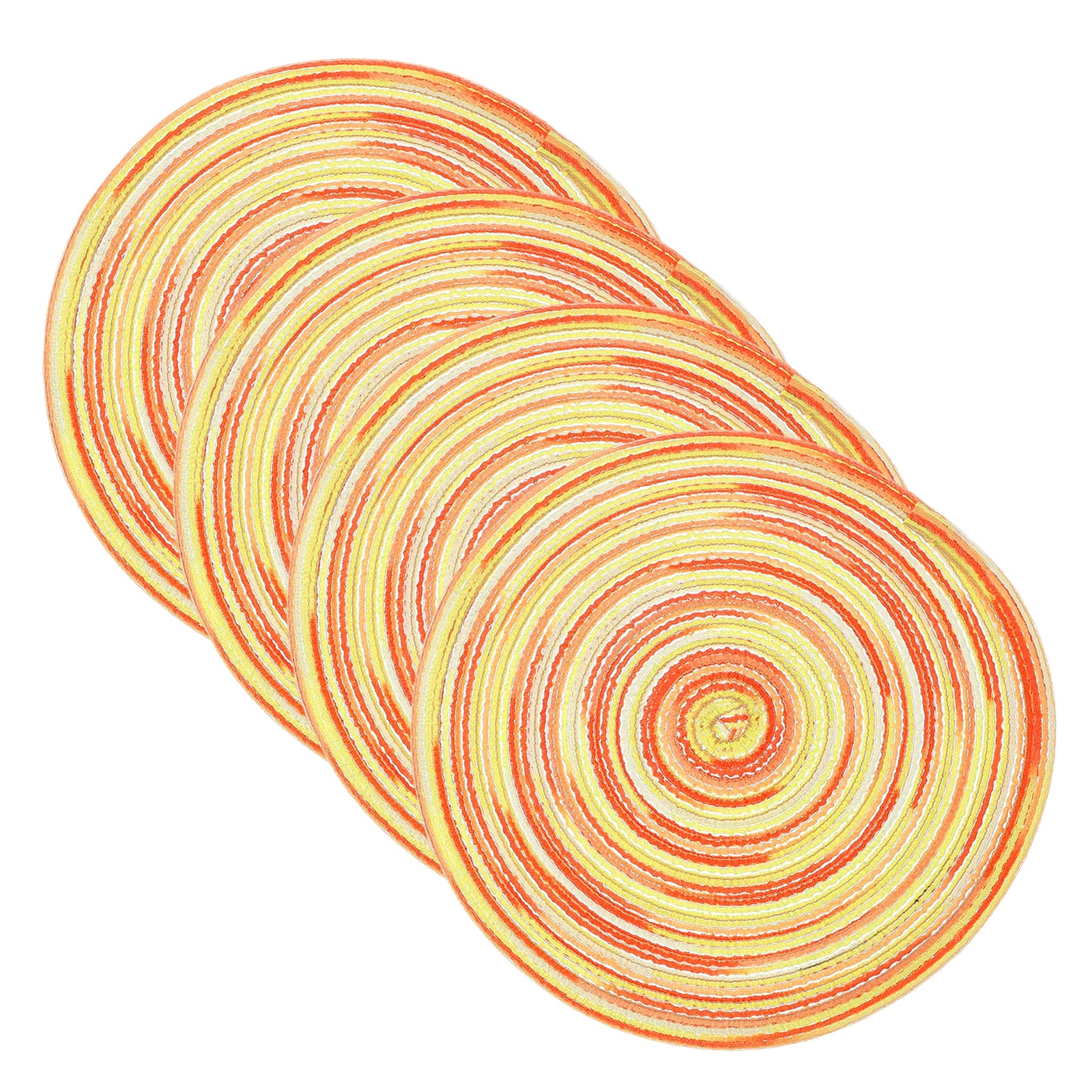 Unique Bargains 4pcs Round Woven Placemats 11.8 Inch Braided Washable Placemat Heat Resistant Decorative Place Mat for Kitchen Dining Table Countertop Gradient Yellow #S26042300UX5021