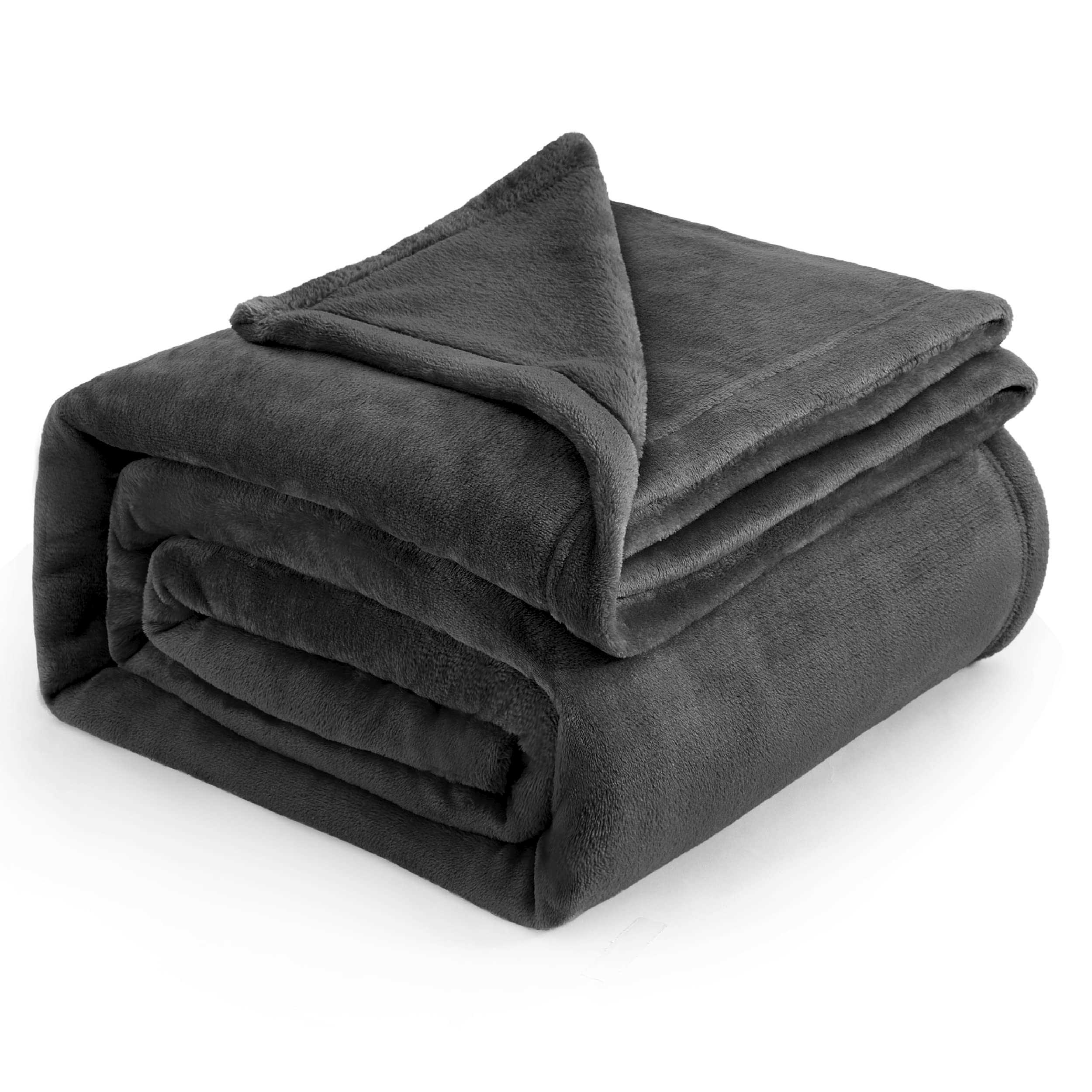 Bedsure 90x90 Queen 1-Piece Black Flannel Blanket