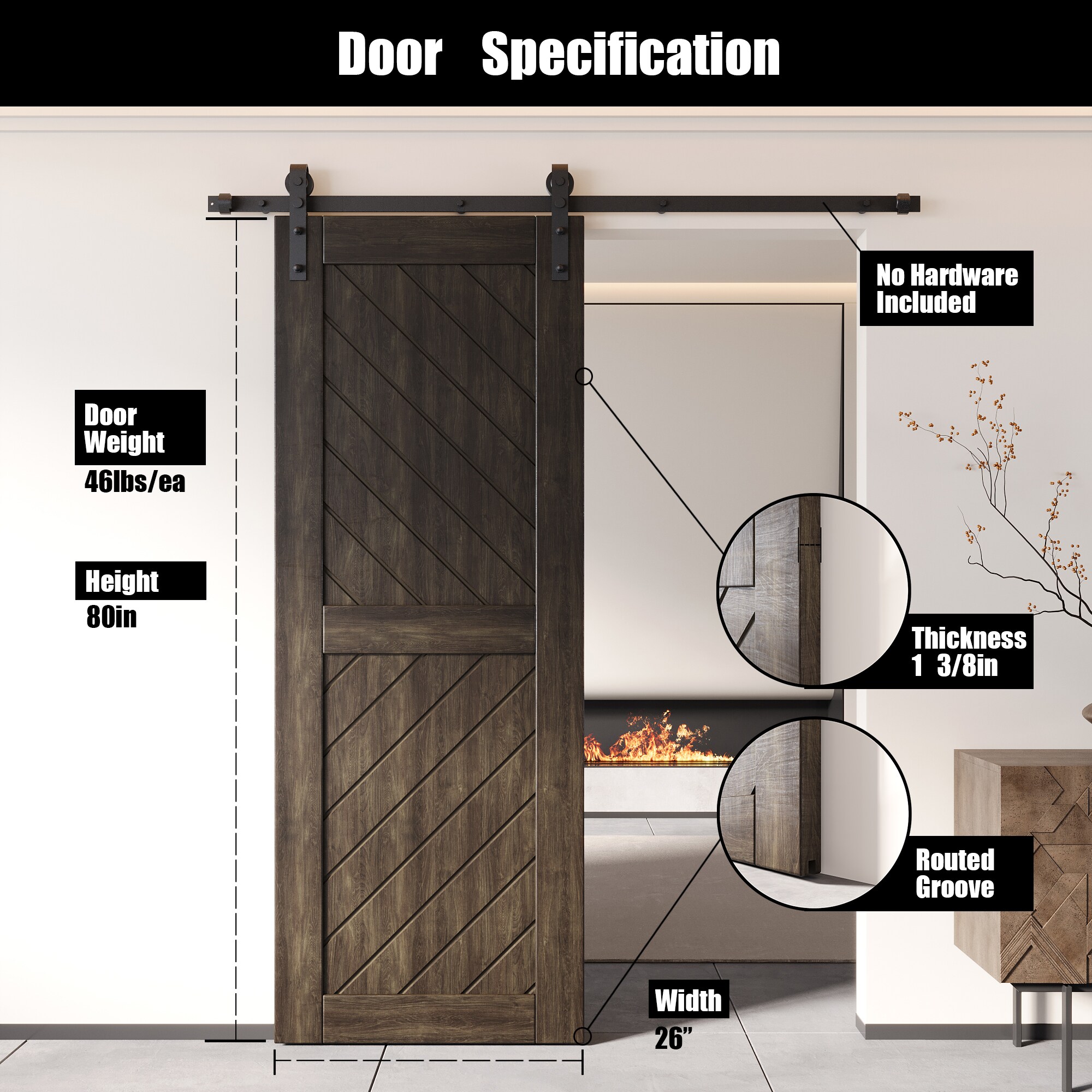 HOMACER XT4-2680-EB Barn-Doors - View #2
