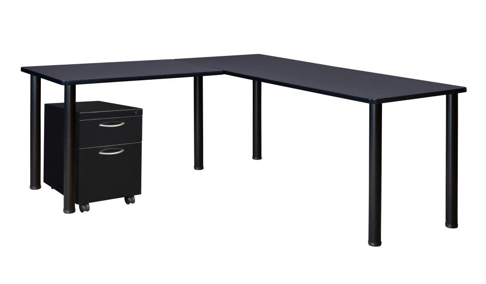 Regency MLSPM602442GYBPBK Kee Desking 66-Inches Gray Modern/Contemporary L-shaped desk