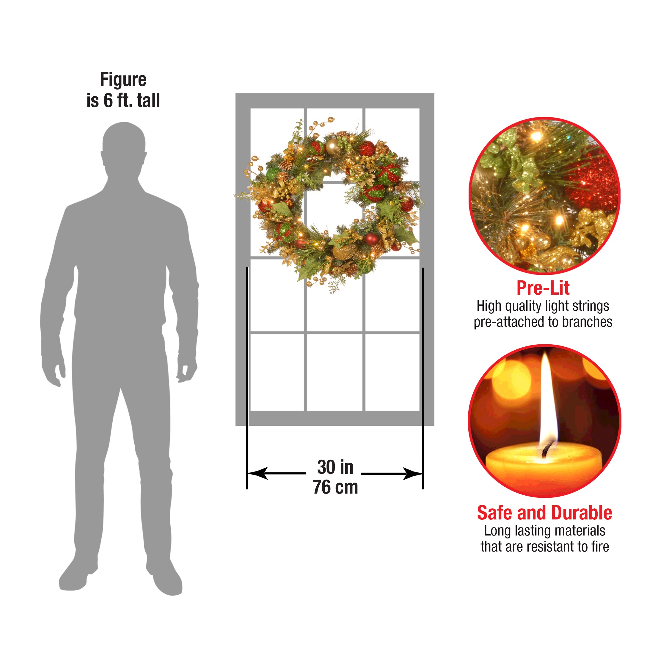 National Tree Company RAC-71366A-1 Artificial-Christmas-Wreaths - View #5