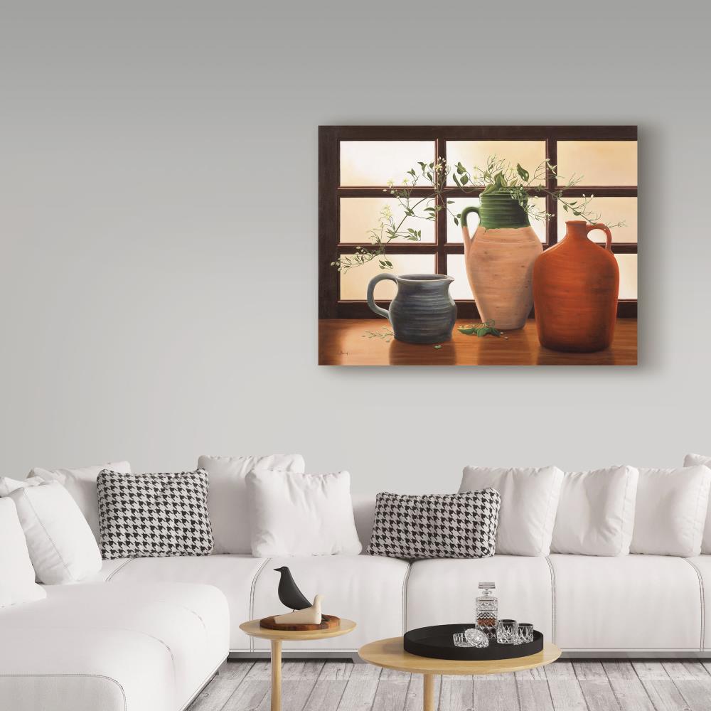Trademark Fine Art ALI39694-C1824GG Cecile Baird "Olive Jar With Flowering Vine" 18x24 Canvas Art Cecile Baird Multicolor Framed 18-Inches H x 24-Inches W Botanical Canvas Print