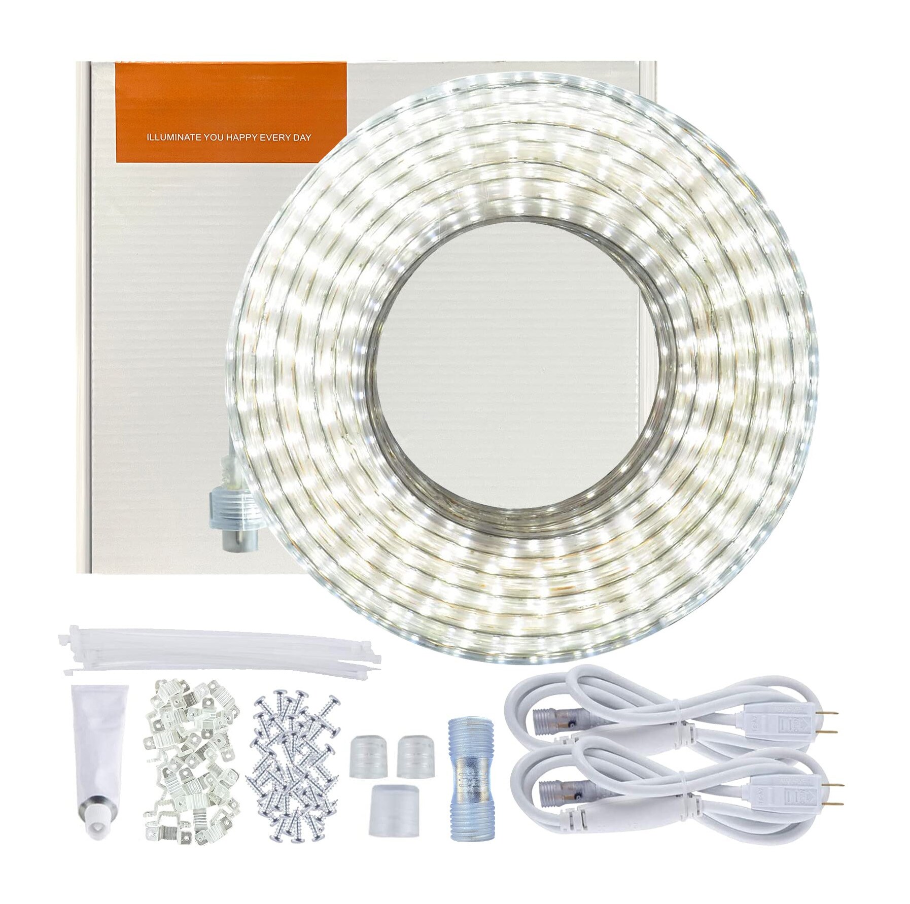 Lukvuzo 1 Roll 50 ft LED Rope Light Outdoor Waterproof 110V Flexible ...