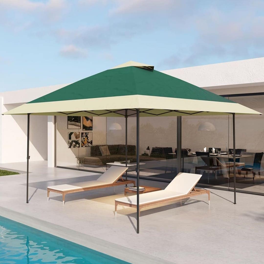 Qeetex KL-PHO-12C07DSY 13X13 Pop Up Gazebo Event Ready Gazebo Spacious Shelter Elegant Design Quick Assembly for Outdoor Dining Parties Backyard Celebrations
