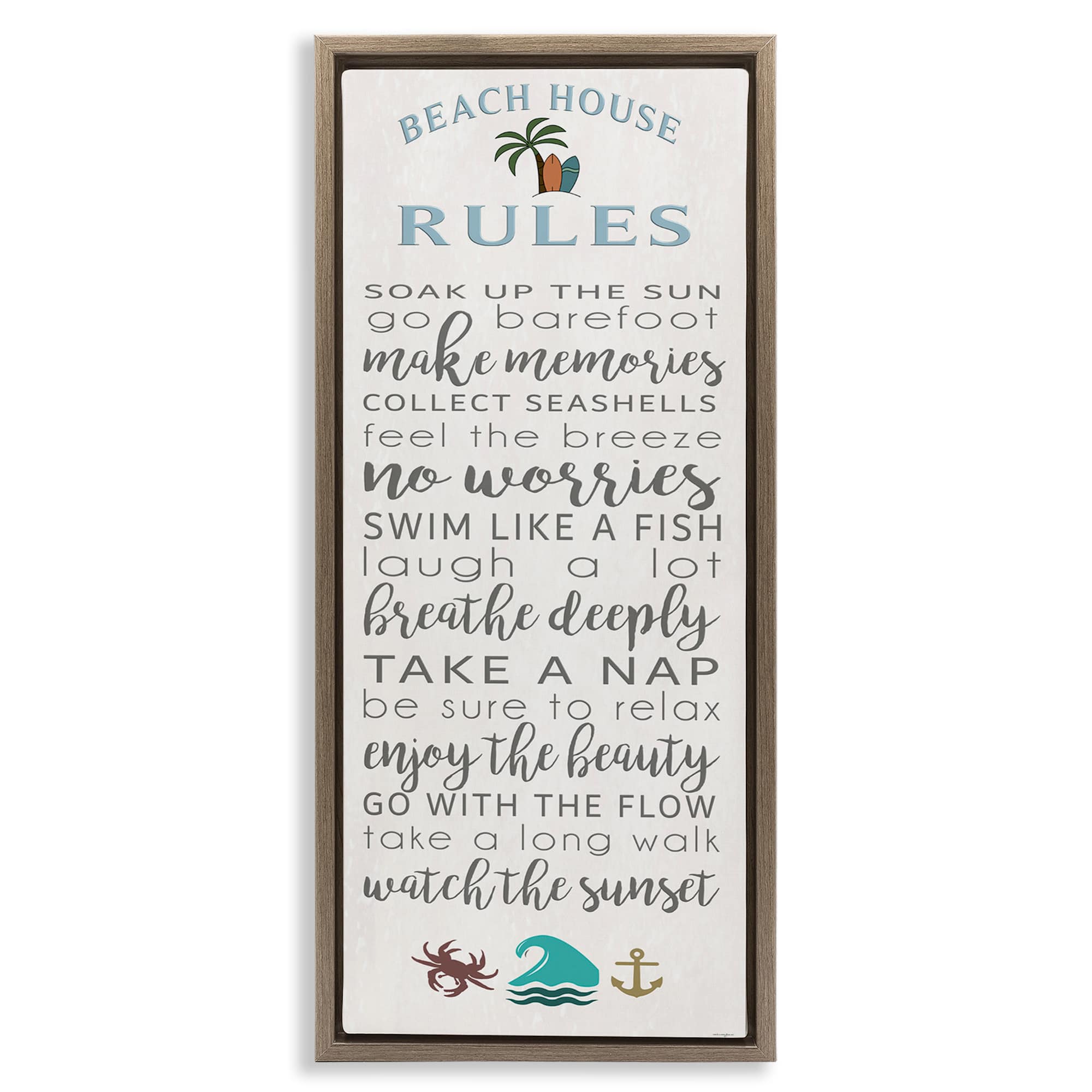 Stupell Industries BT-560-FFE-10X24 Fun Activities Beach House Rules Floating Frame design by Seven Trees Design