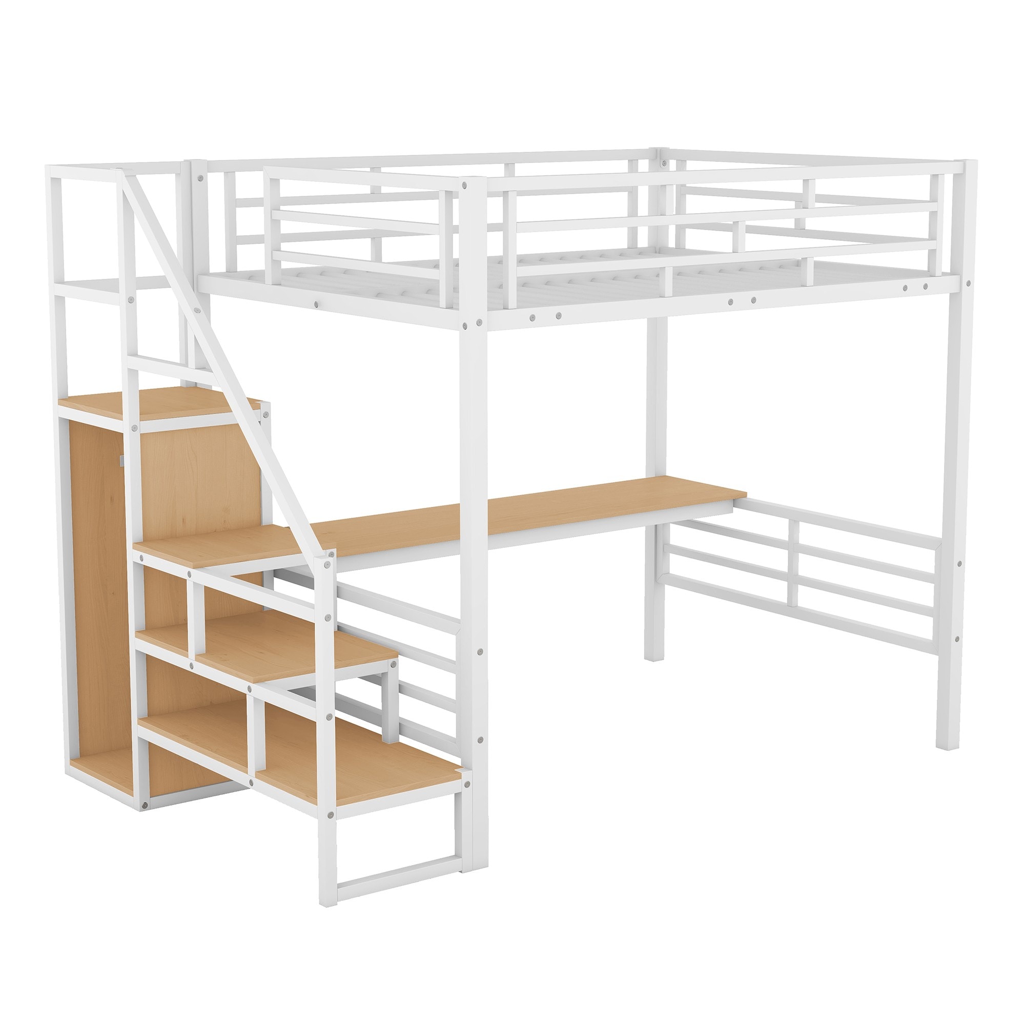 Yiekholo White Full Loft Bunk Bed in the Bunk Beds department at Lowes.com