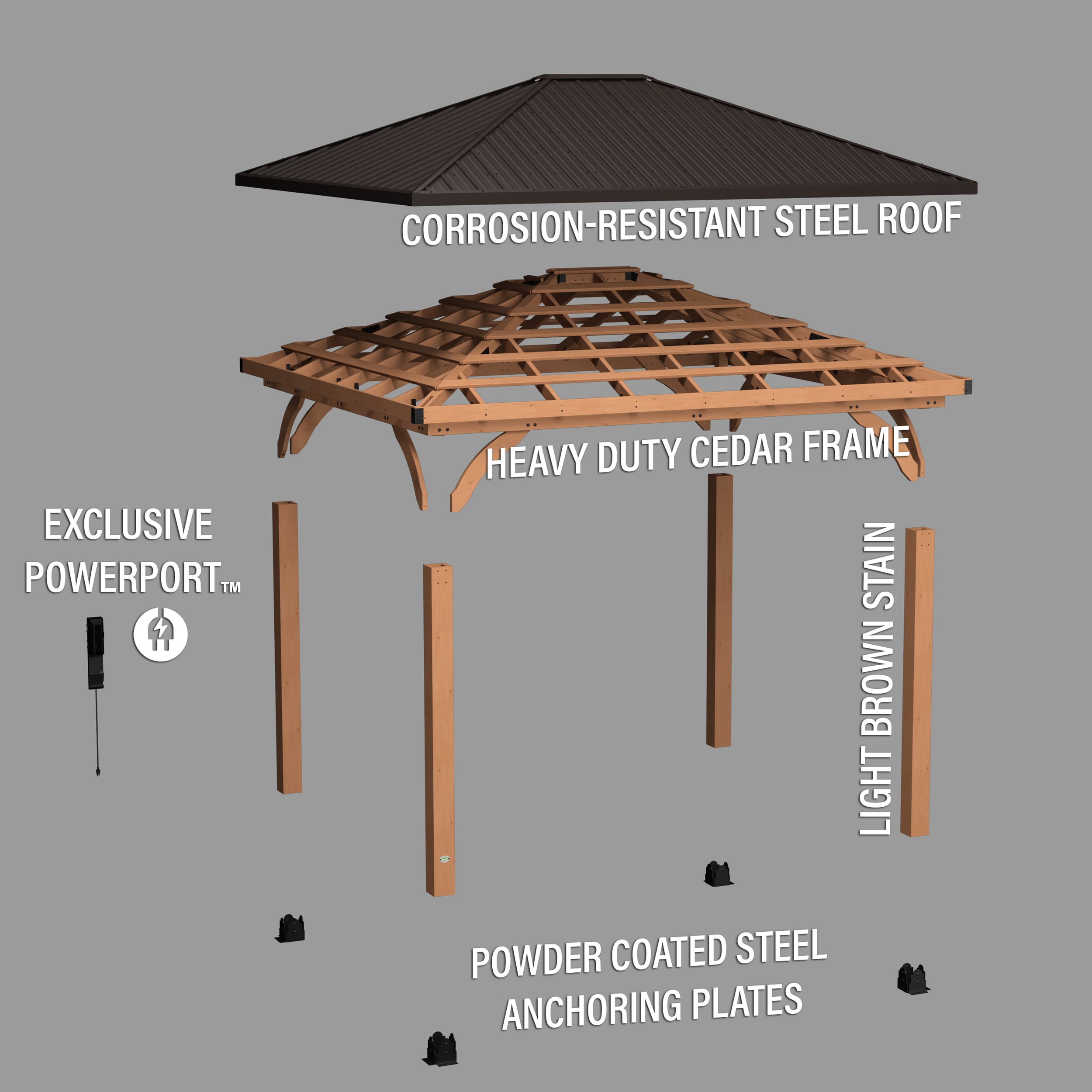 Barrington Cedar and Steel 14x12 Outdoor Gazebo