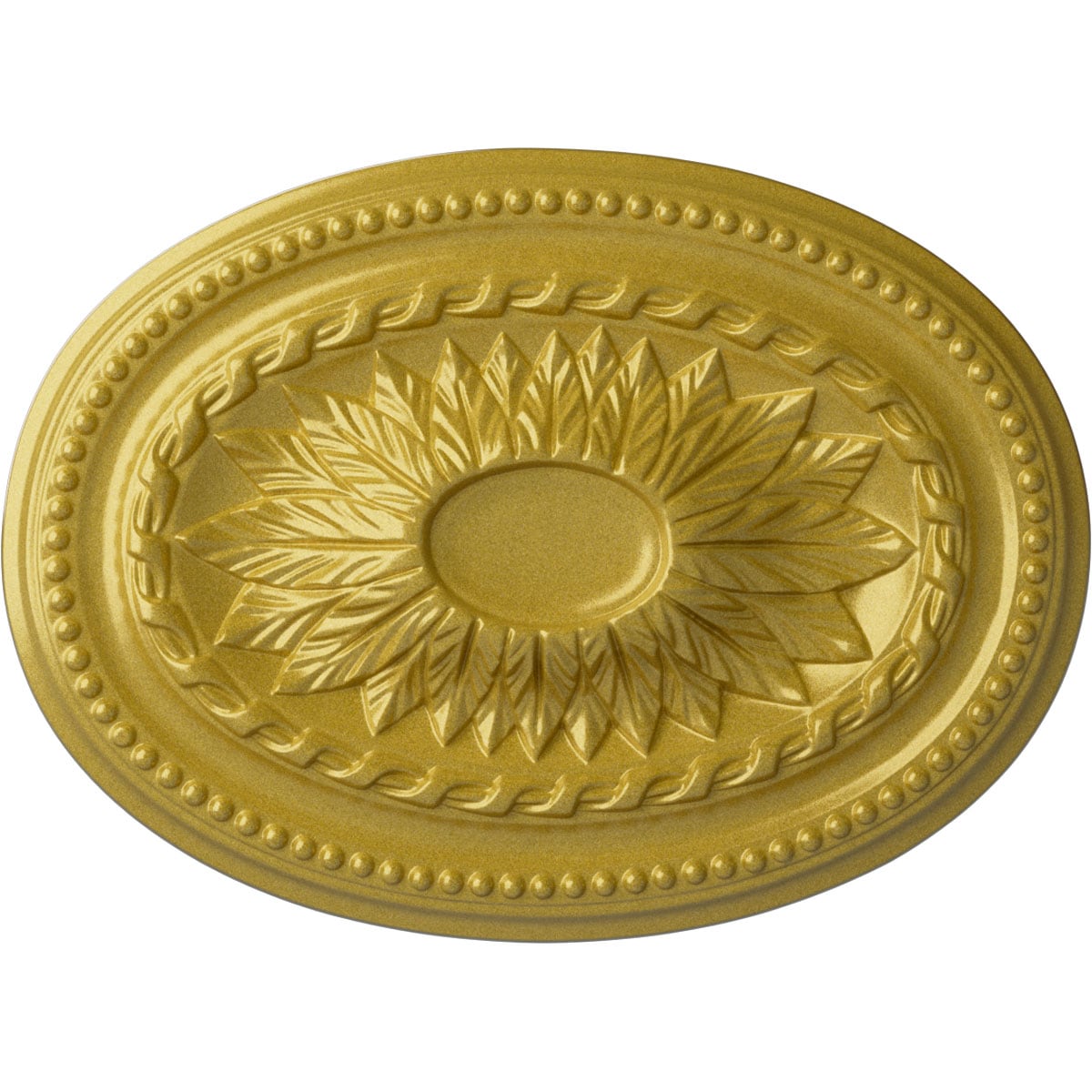 Ekena Millwork CM18SARGS Saverne 13.5-in W x 18.5-in L Painted Rich Gold Polyurethane Whole Ceiling Medallion