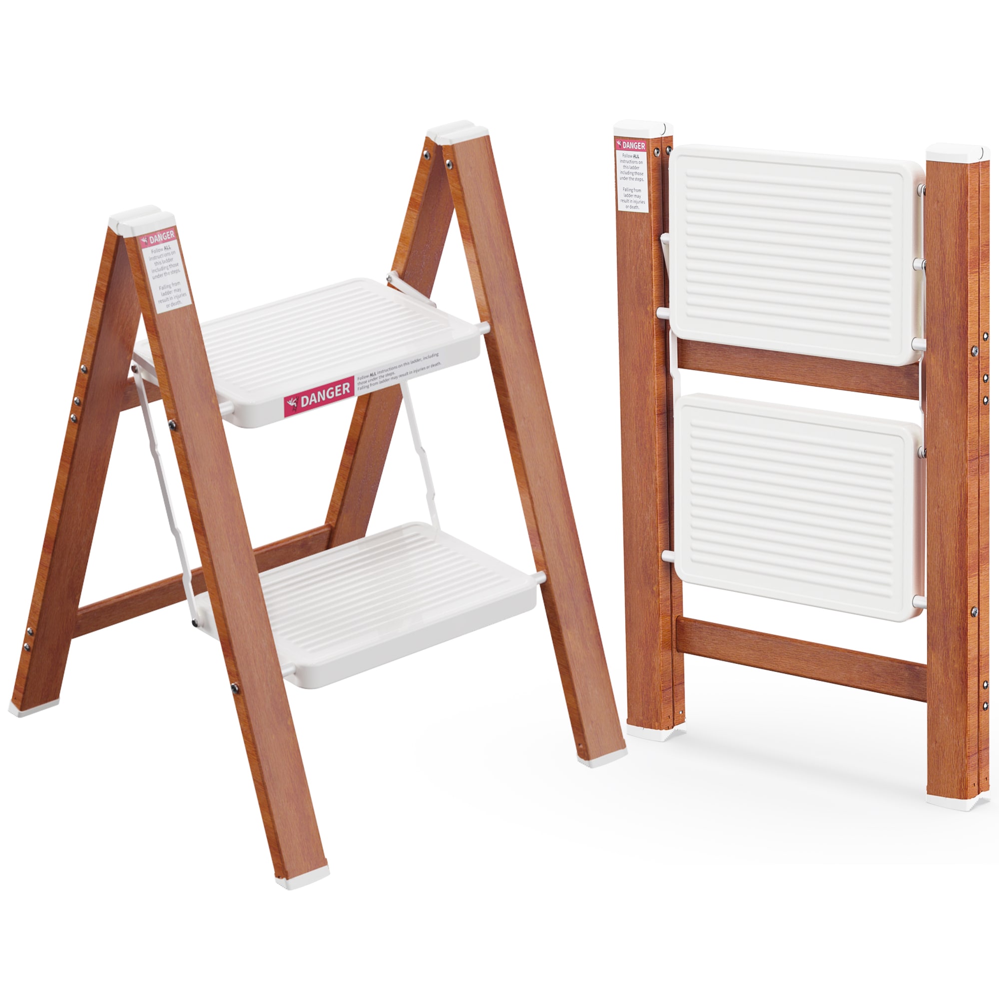 HBTower 2 Step Ladder Lightweight Metal Folding Step Stool with Anti-Slip Wide Pedal 330lbs Capacity for Kitchen Office