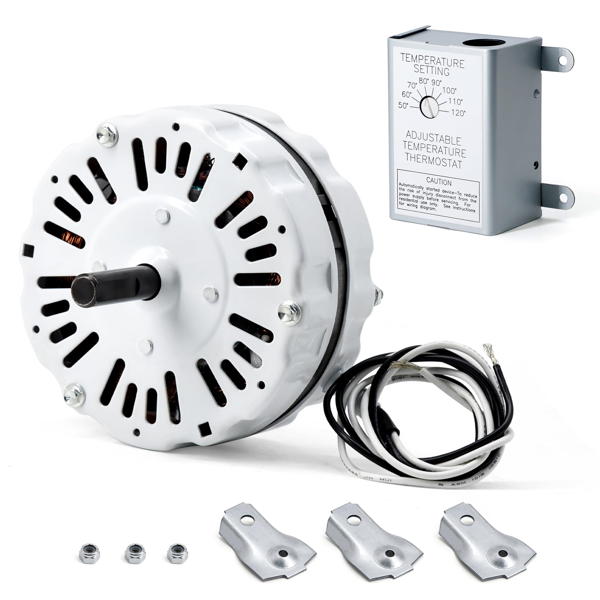 Oyezvary -  Power Vent Attic Fan Motor Kit with Adjustable Thermostat Control Replacement for 180...