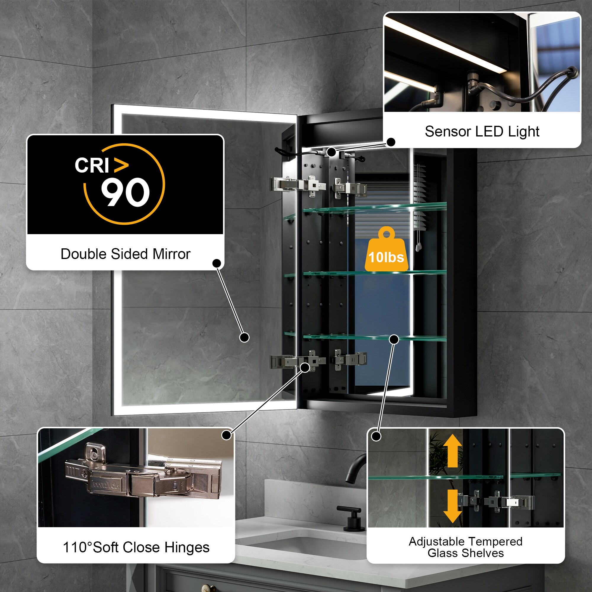 CALVON WMB12W20L Bathroom-Medicine-Cabinets - View #7