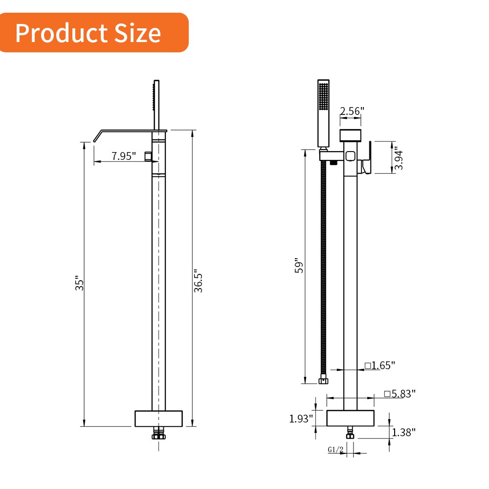 WELLFOR WASP002MB Roman-Tub-Faucets - View #6