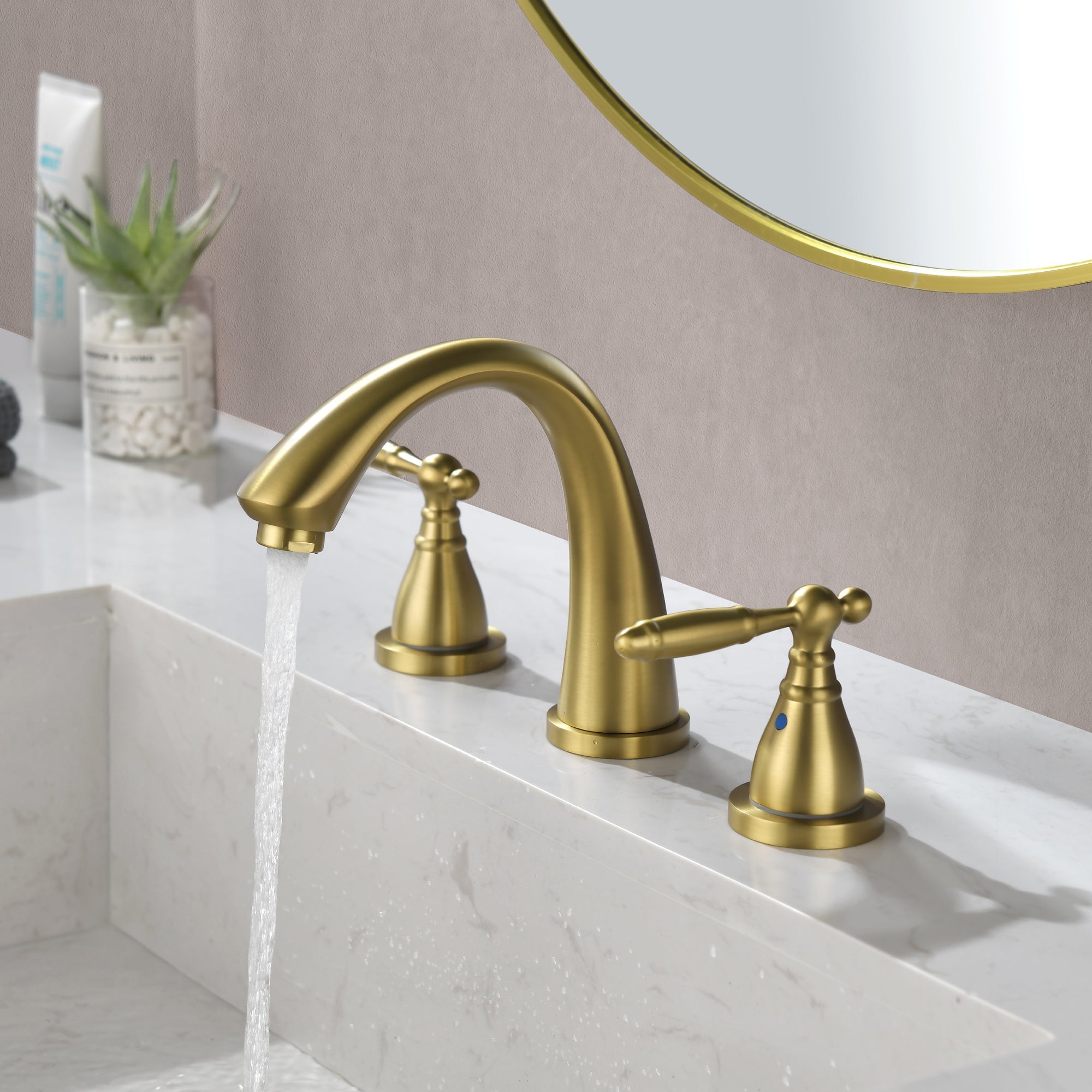 Boyel Living - 8 in Widespread Double Handle 1.2 GPM Bathroom Faucet with Quick Connect Hose and ...