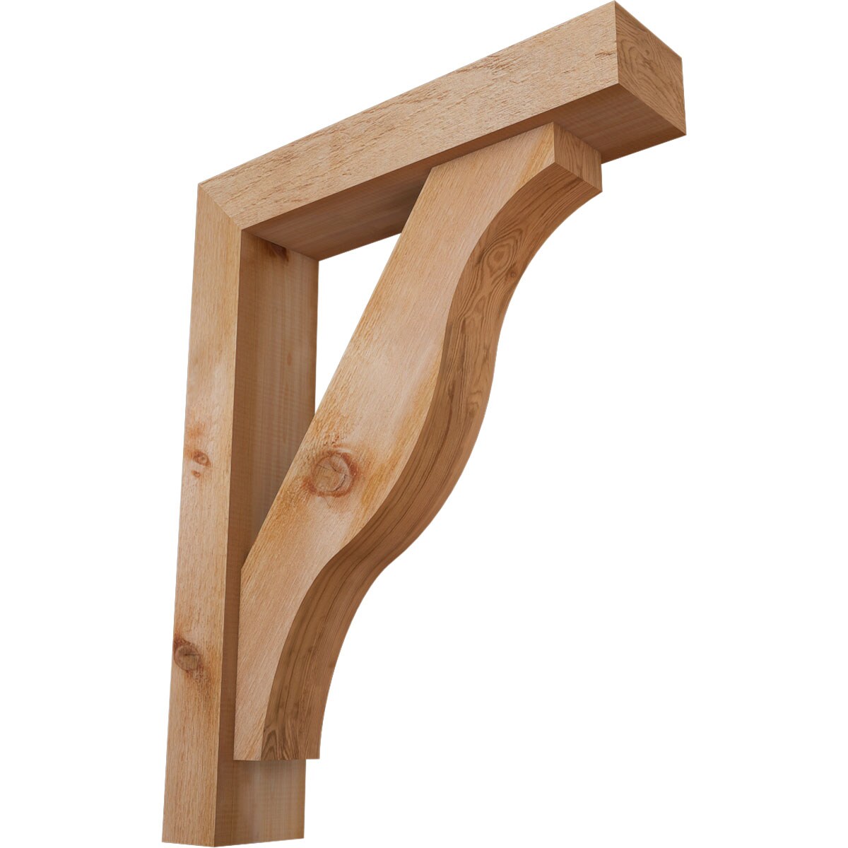 Ekena Millwork 1462254 Funston Block Rough Sawn Bracket with Offset Brace Western Red Cedar Wood Standard Bracket