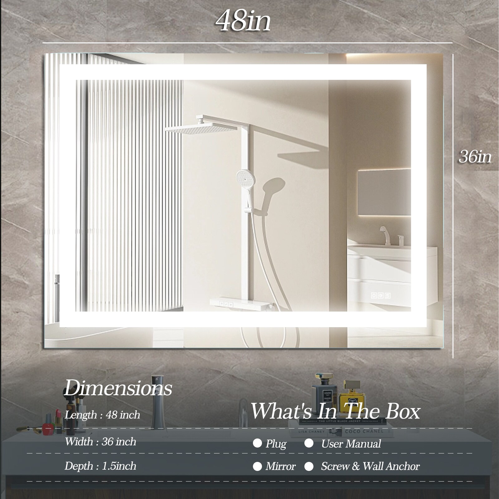 Forclover MRE-7GX4836 Framed-Bath-Mirrors - View #3
