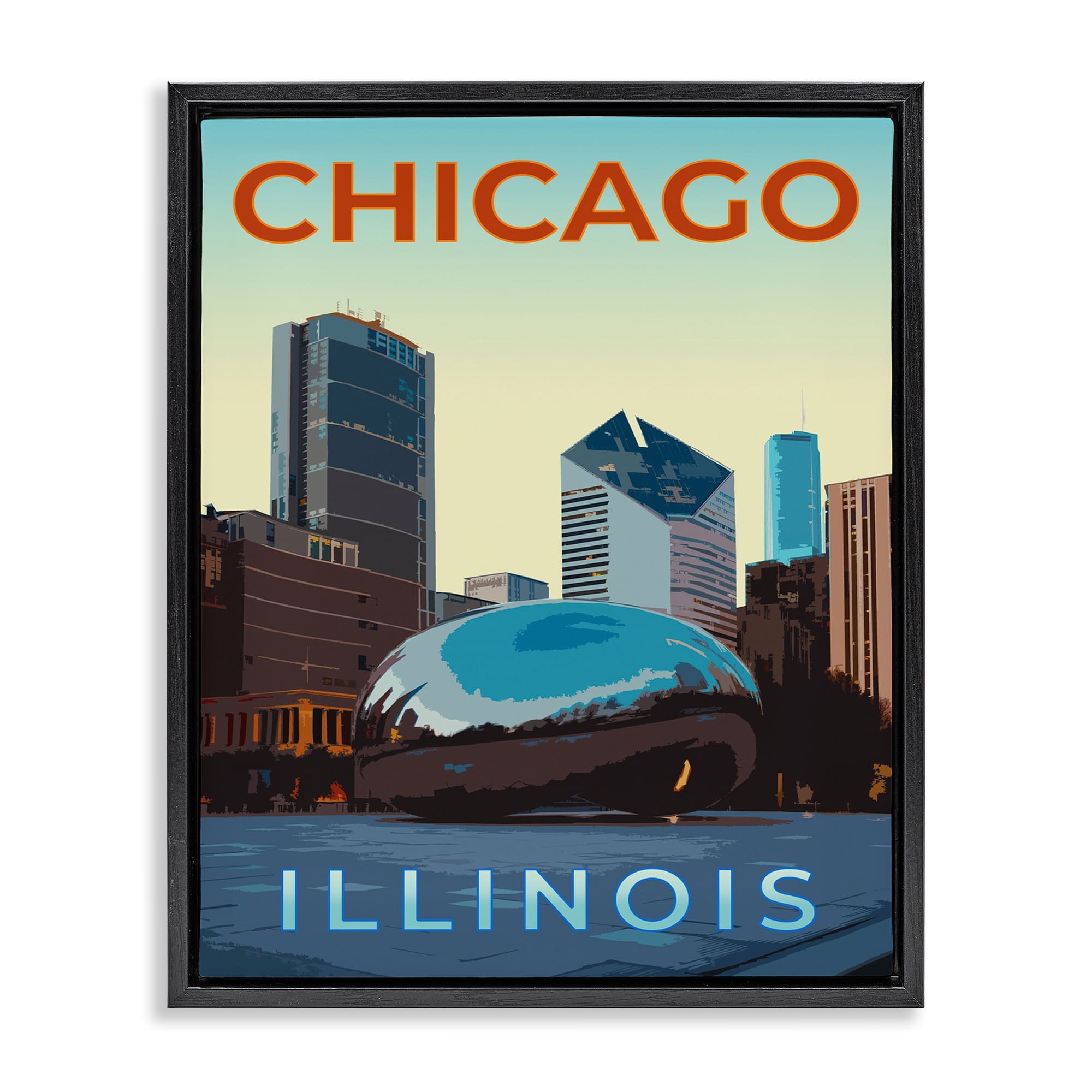 Stupell Industries BS-384-FFB-24X30 Chicago Bean Landmark Floating Frame design by Victoria Barnes