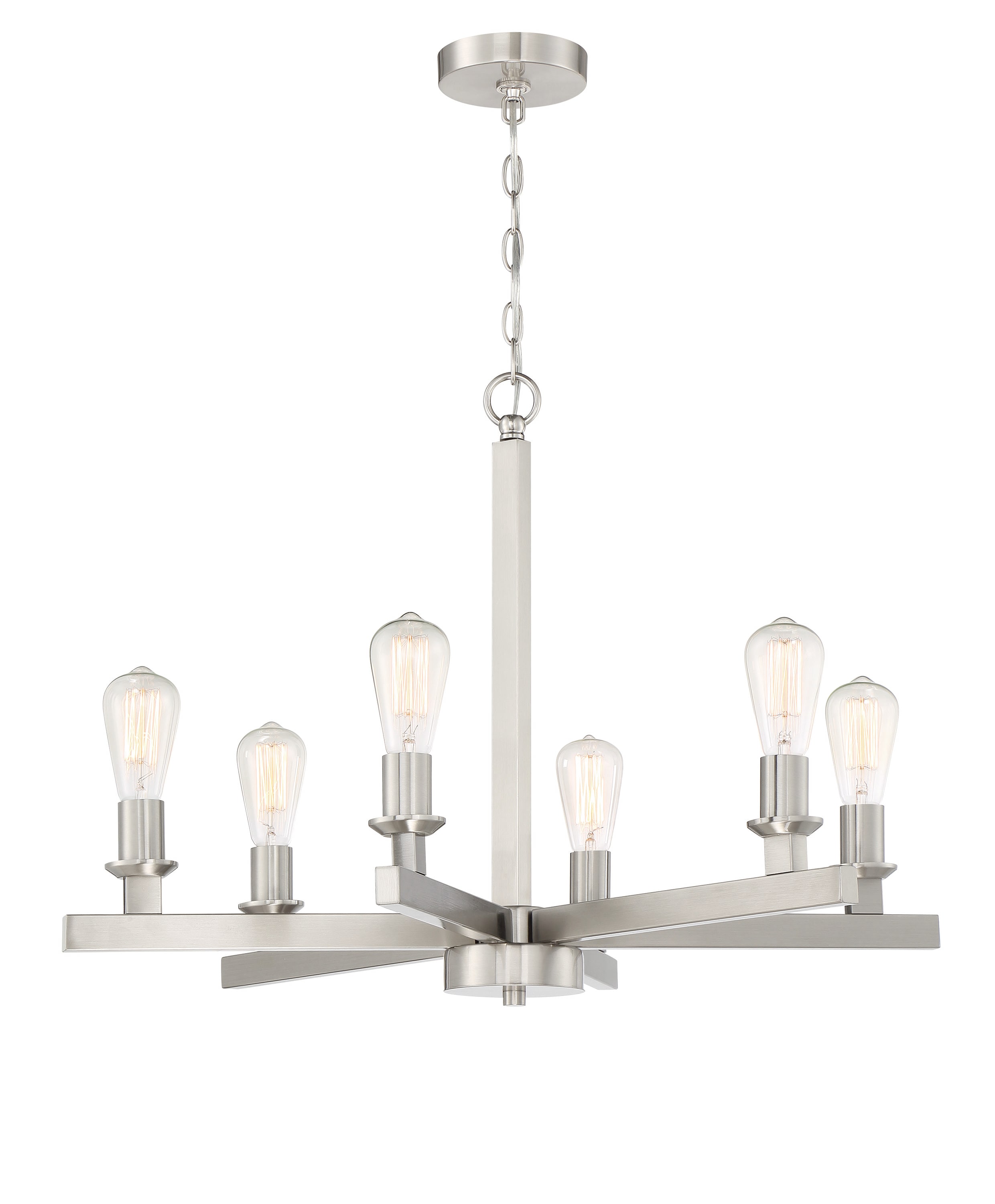 Craftmade 53126-BNK Chicago 6 -Light Brushed Nickel Transitional For Use in Bedrooms, Dining Rooms, Foyers, Kitchens, Living Rooms Chandelier