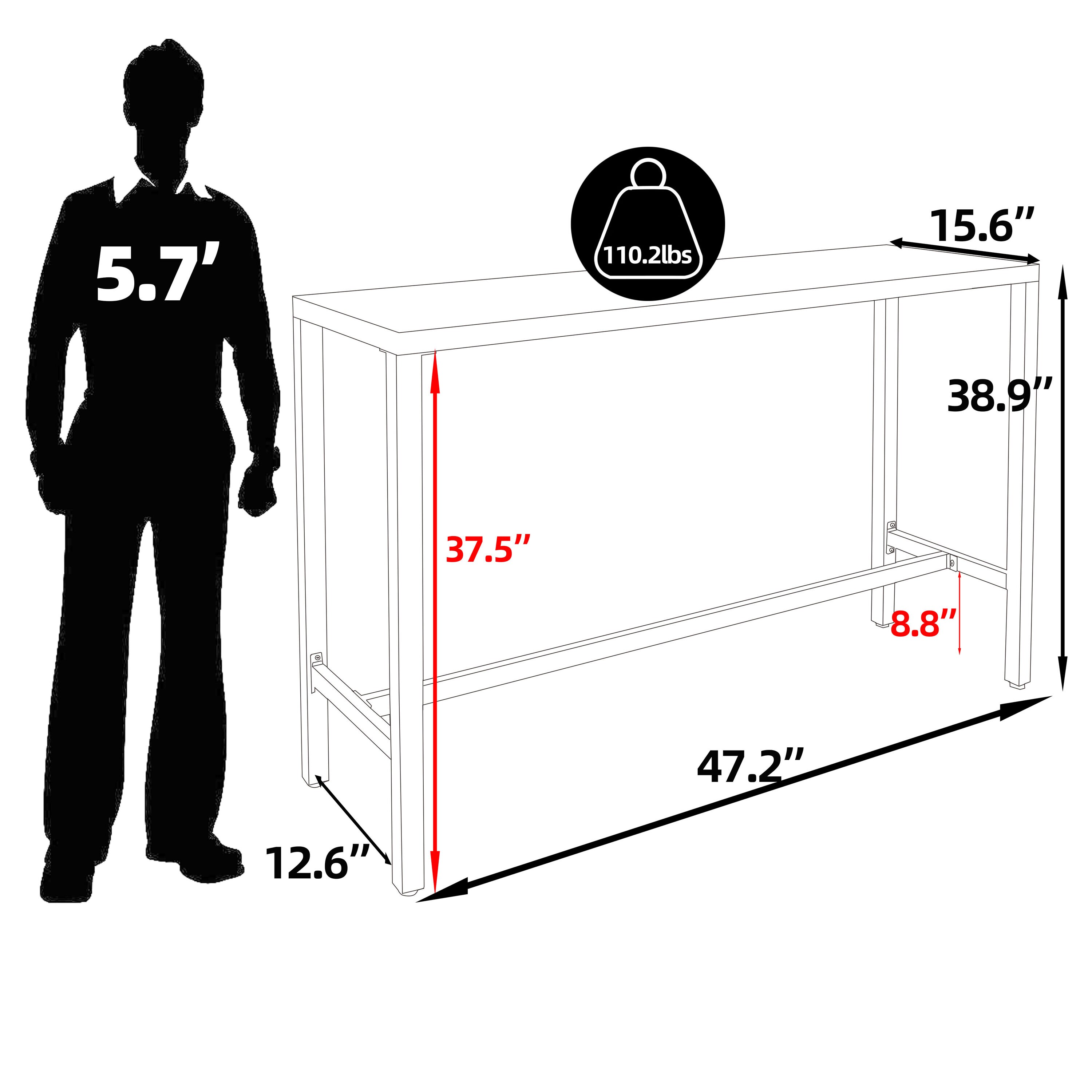 Veikous Rectangle Outdoor Bar Height Table 15 6 In W X 47 In L Pg0215 02 01 At