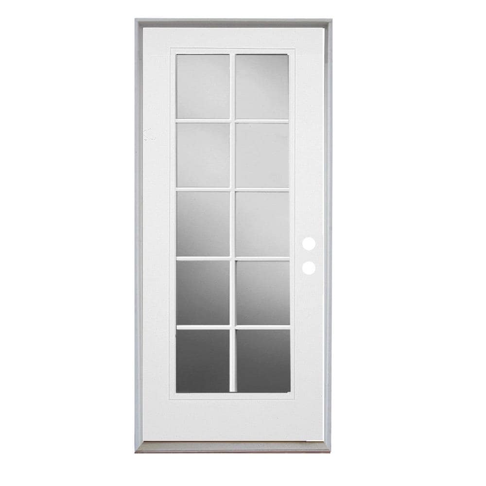 RELIABILT LO328284 32-in x 80-in x 4-5/8-in Steel Full lite Right-hand inswing Prehung Front Door Insulating core with Grilles