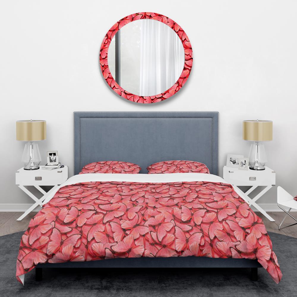 Designart BED24399-T 3 -Piece Red Twin Duvet cover Set