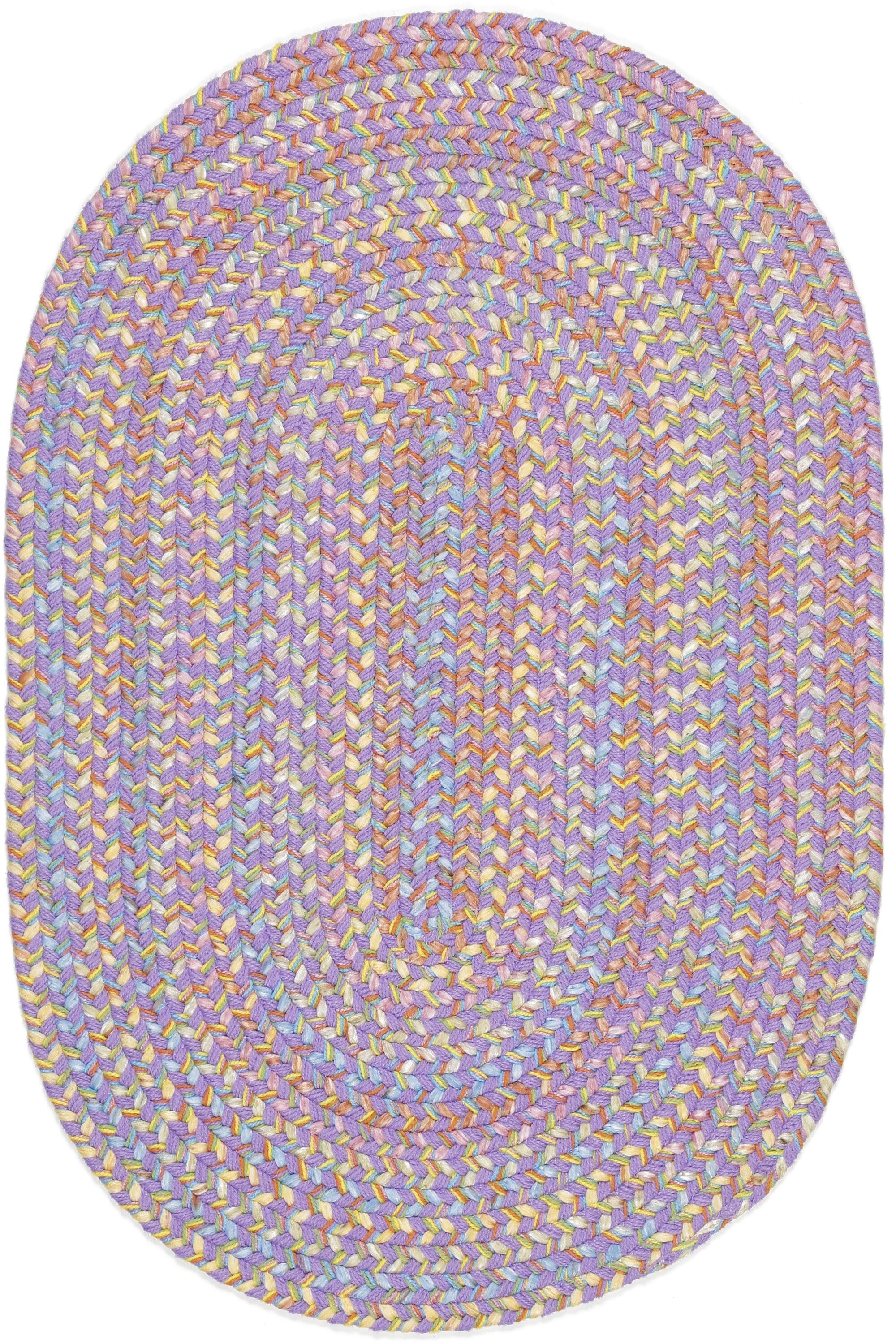 Rhody Rug PT15R084X108 7 x 9 (ft) Braided Polypropylene Violet Oval Indoor/Outdoor Geometric Area rug